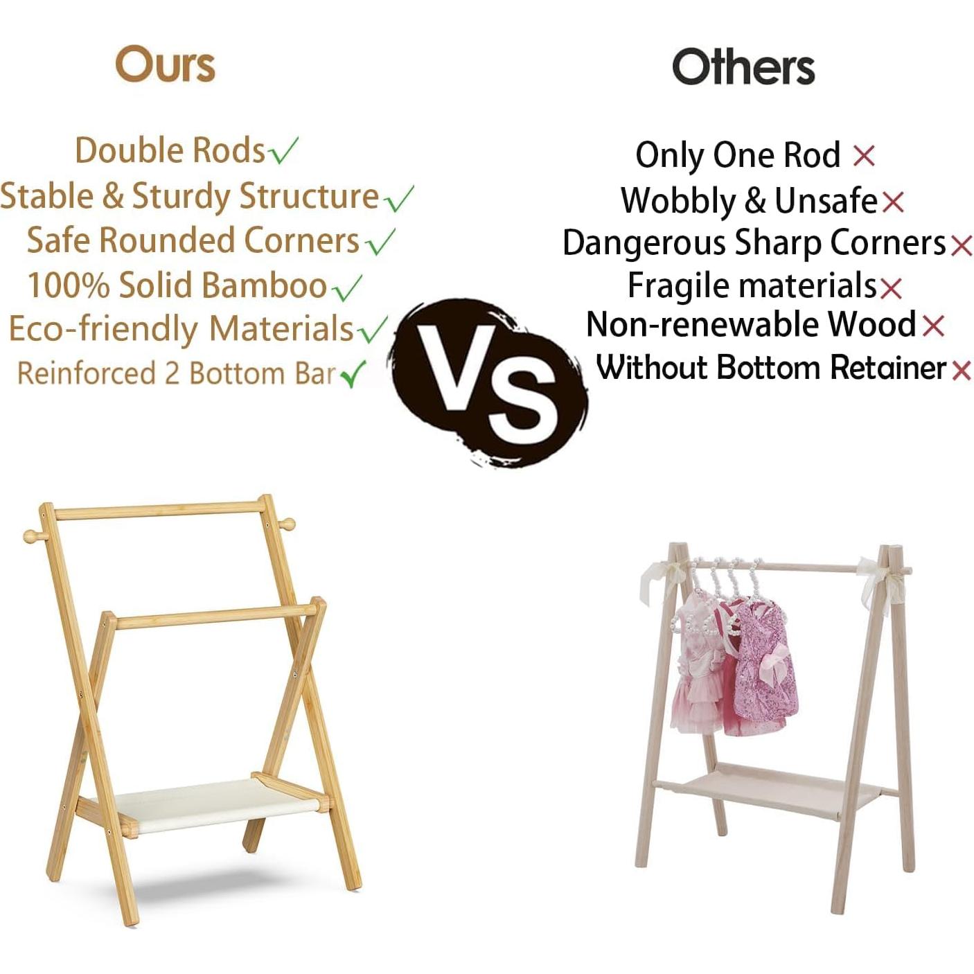 Perchero para Bebés BAMBOOHOMIE Natural Plegable 73 cm