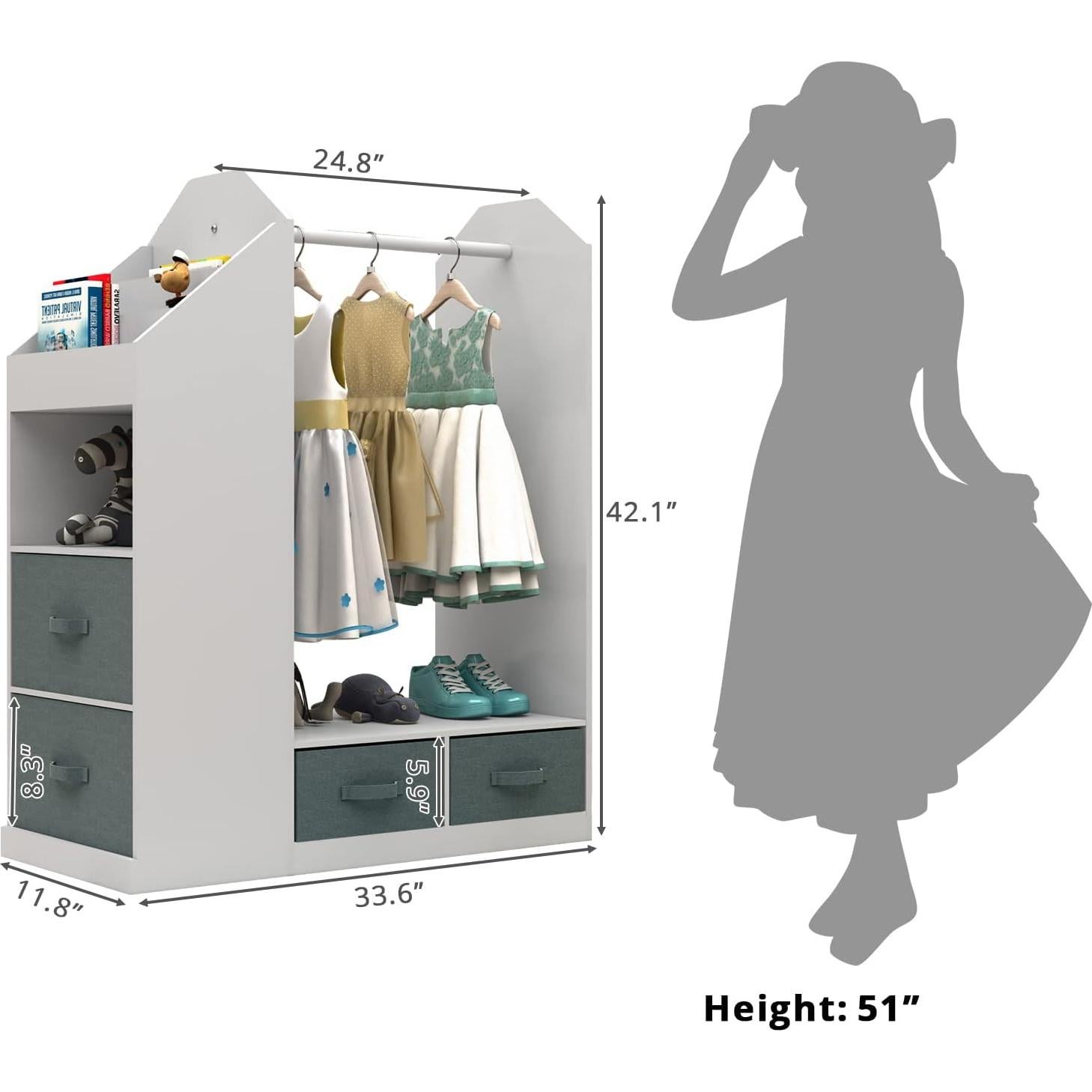 Vestidor Infantil Karl Home con Espejo Blanco 106.9 cm