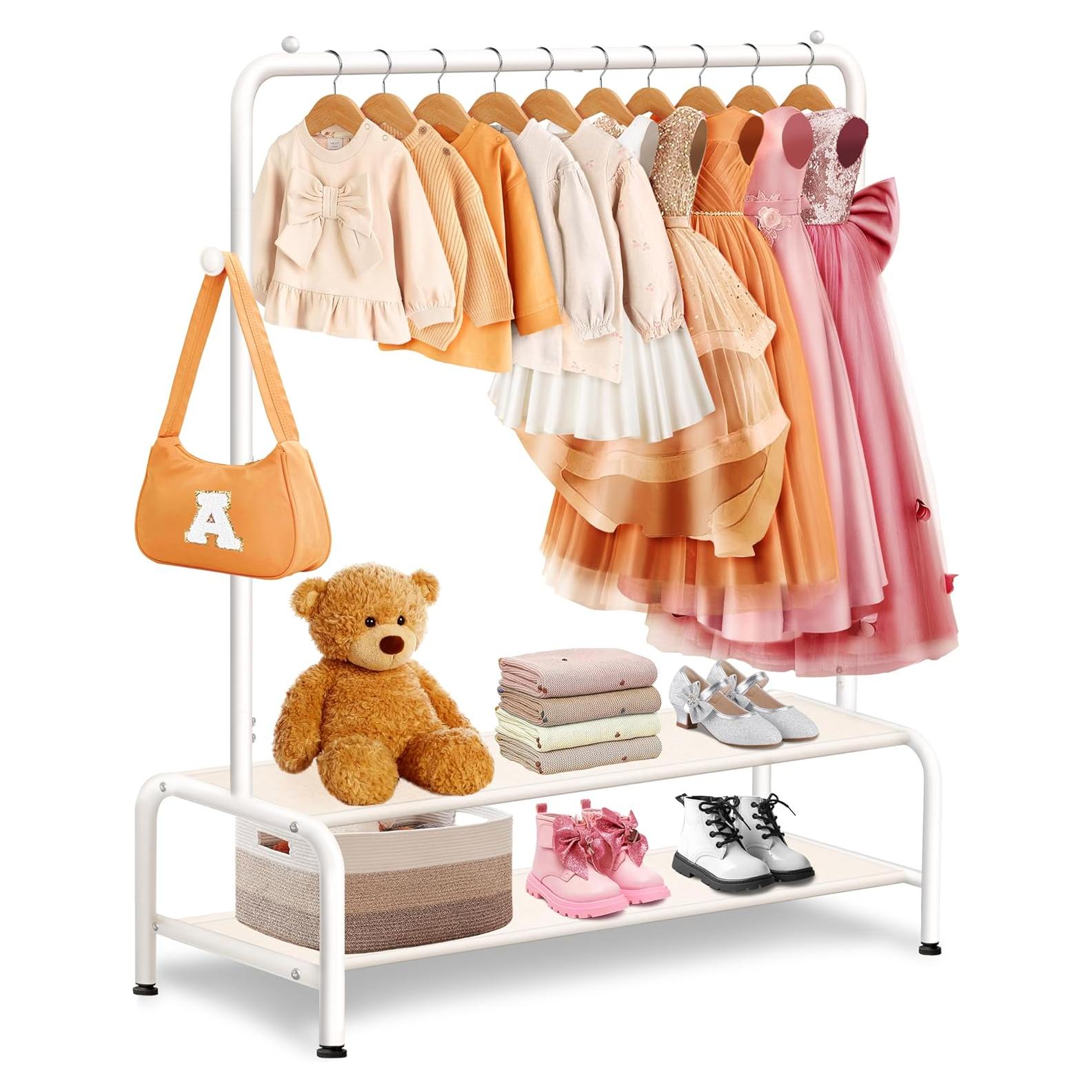 Perchero para Niños Mirolam Blanco 81x30x114 cm con 2 Estantes