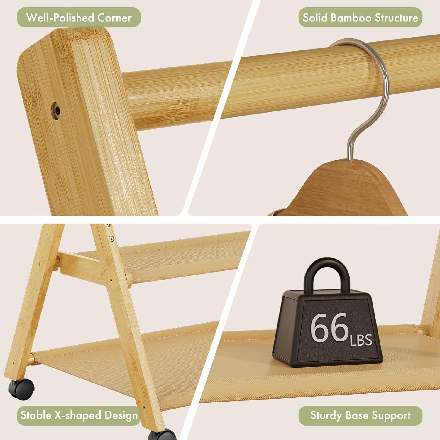 Perchero de Bambú Amazer para Niños con Almacenamiento 88x52cm