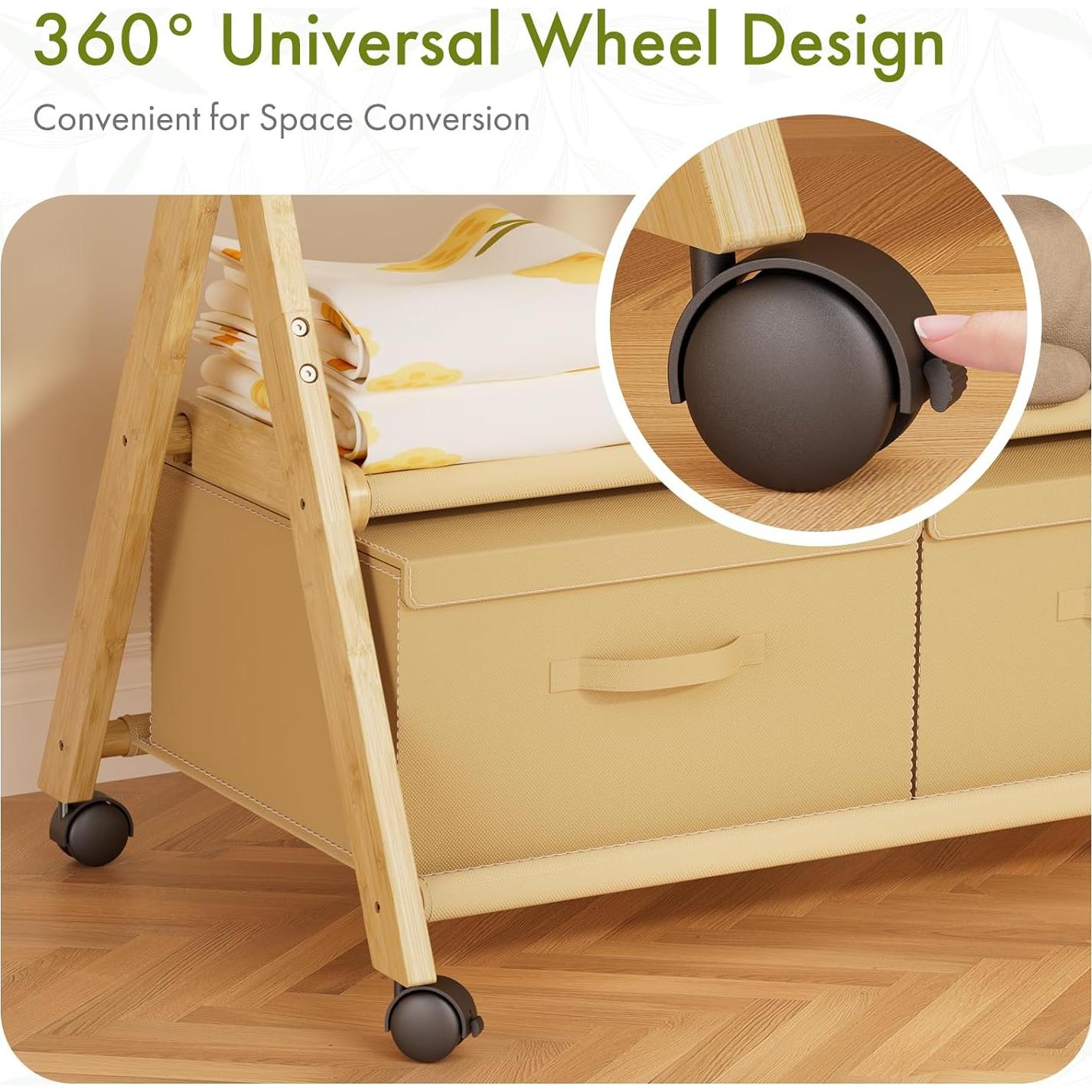 Perchero de Bambú Amazer para Niños con Almacenamiento 88x52cm