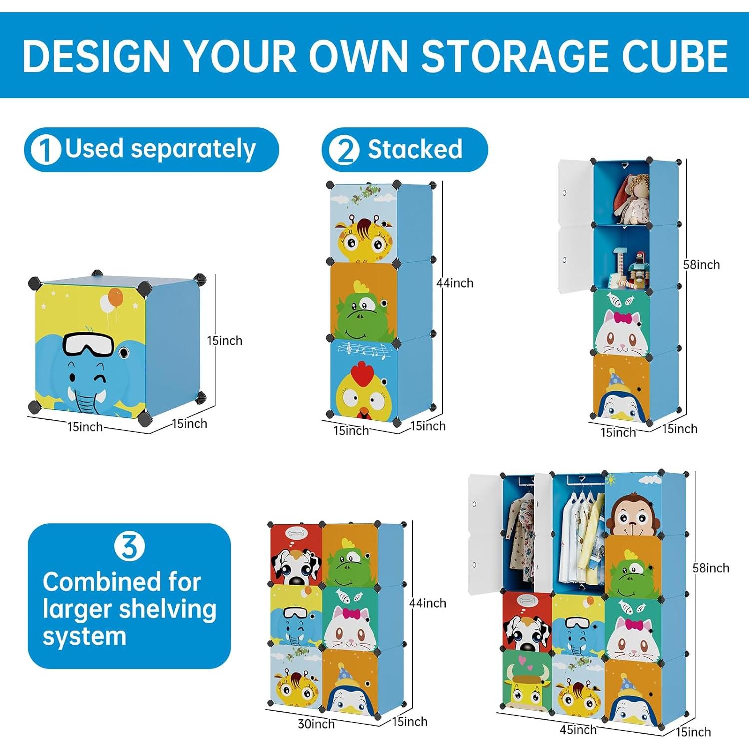 Armario Infantil MAGINELS Azul 12 Cubos 111x37x148cm