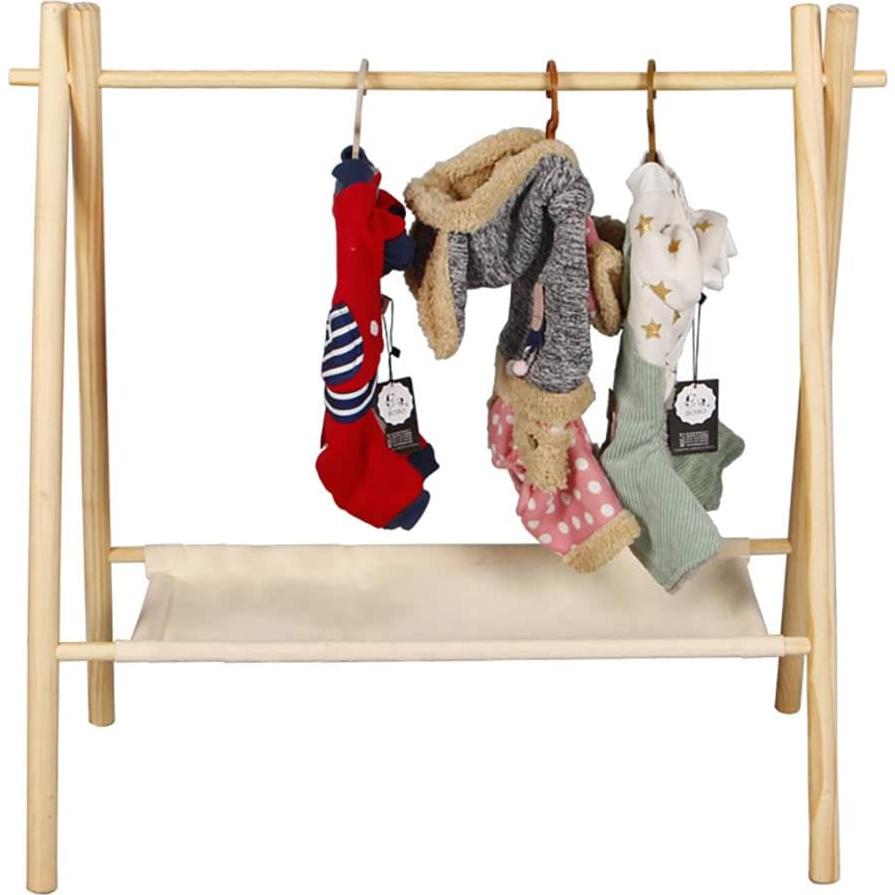 Perchero de Madera Morimoe Grande Beige para Mascotas y Bebés