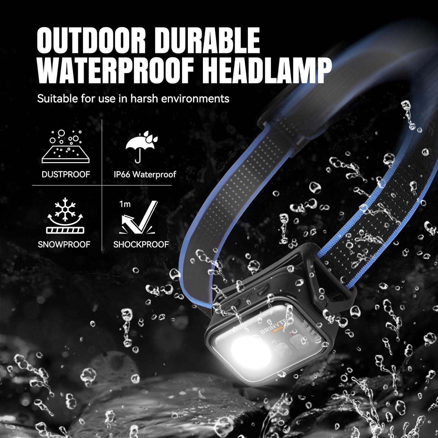 Linterna Frontal Brinyte HC01 1000 Lúmenes Recargable USB-C