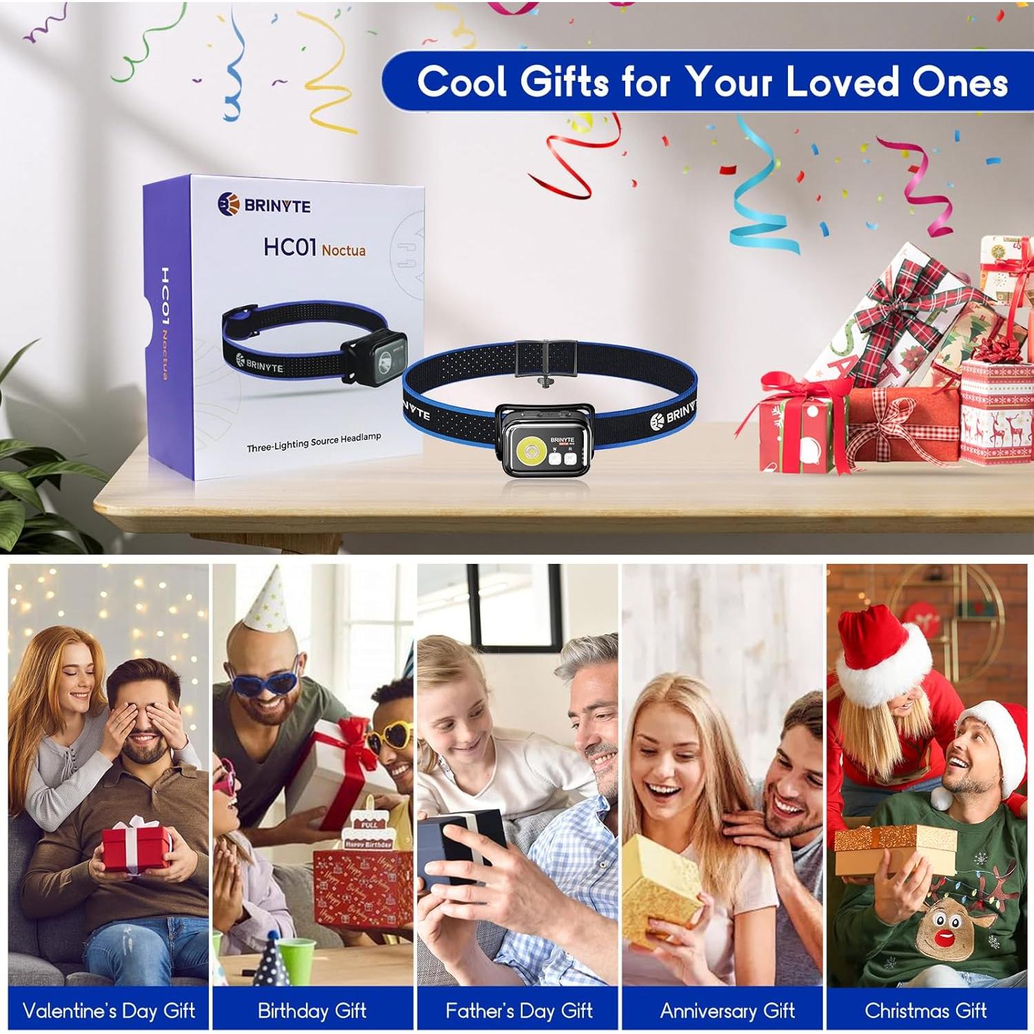 Linterna Frontal Brinyte HC01 1000 Lúmenes Recargable USB-C