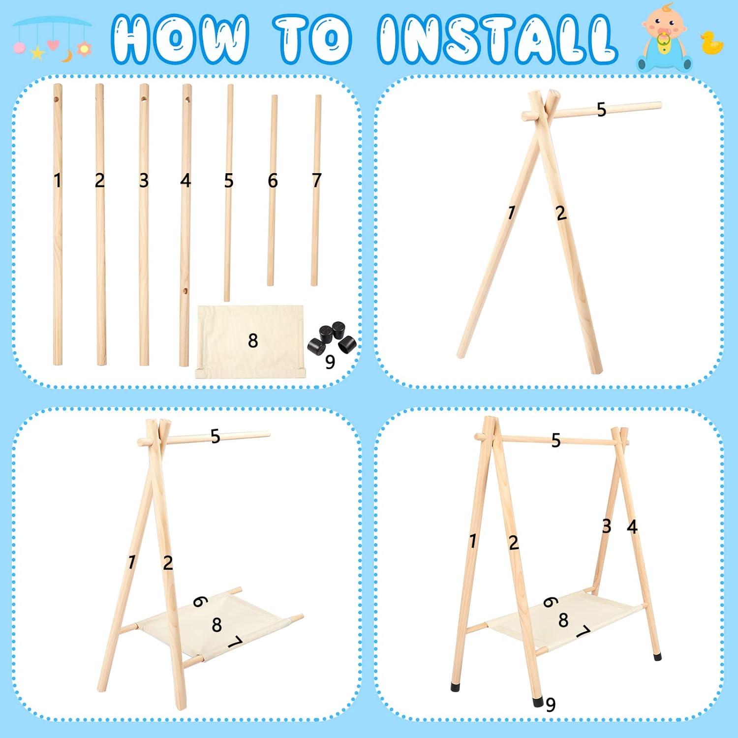 Perchero para Bebés Queekay de Madera Natural 82 cm