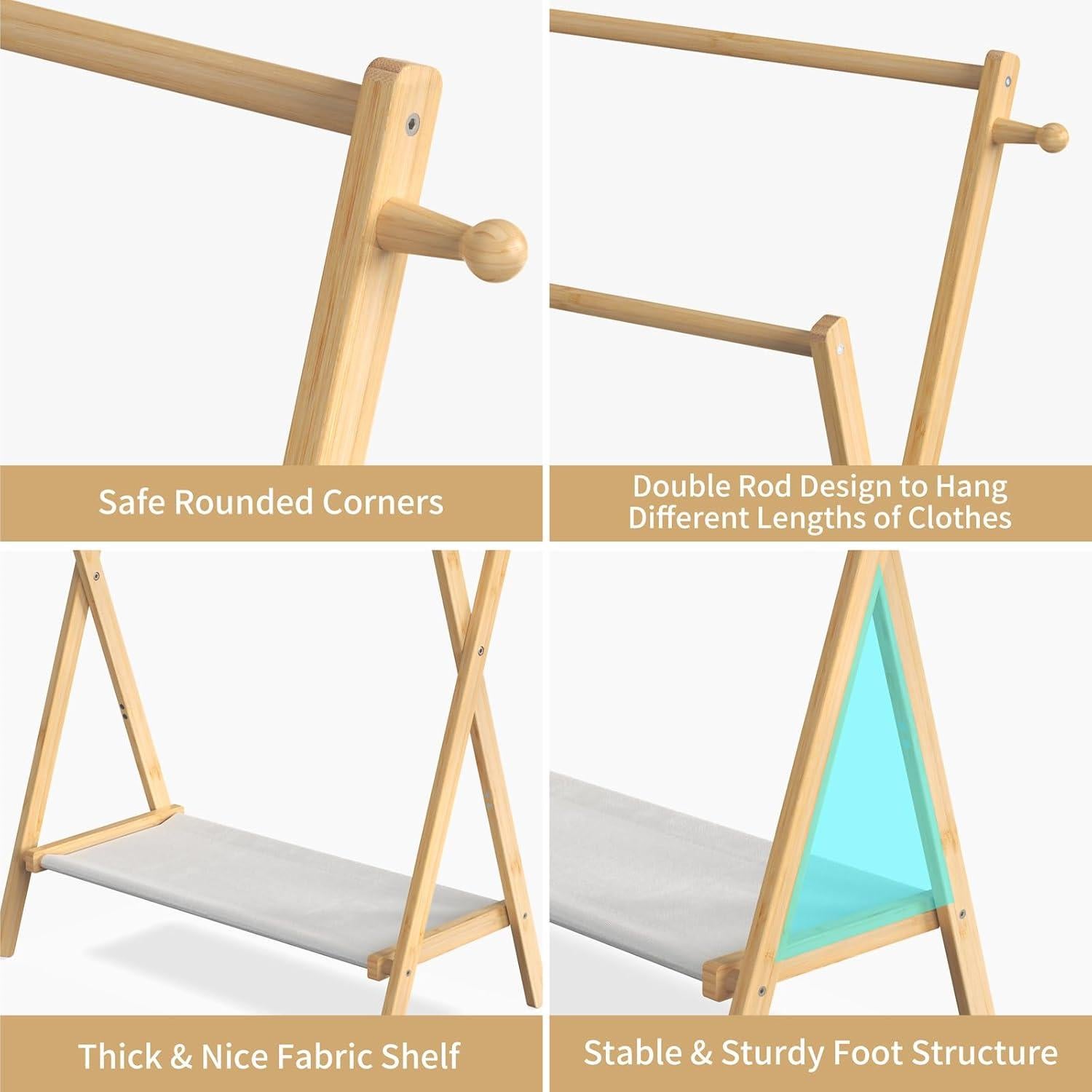 Perchero Infantil Plegable BAMBOOHOMIE con Estante 79cm