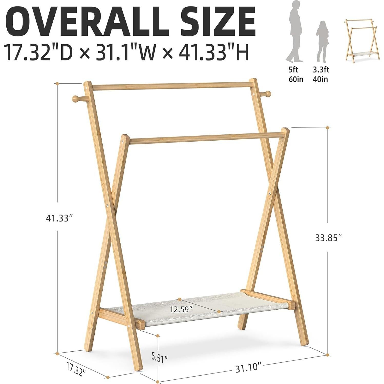 Perchero Infantil Plegable BAMBOOHOMIE con Estante 79cm