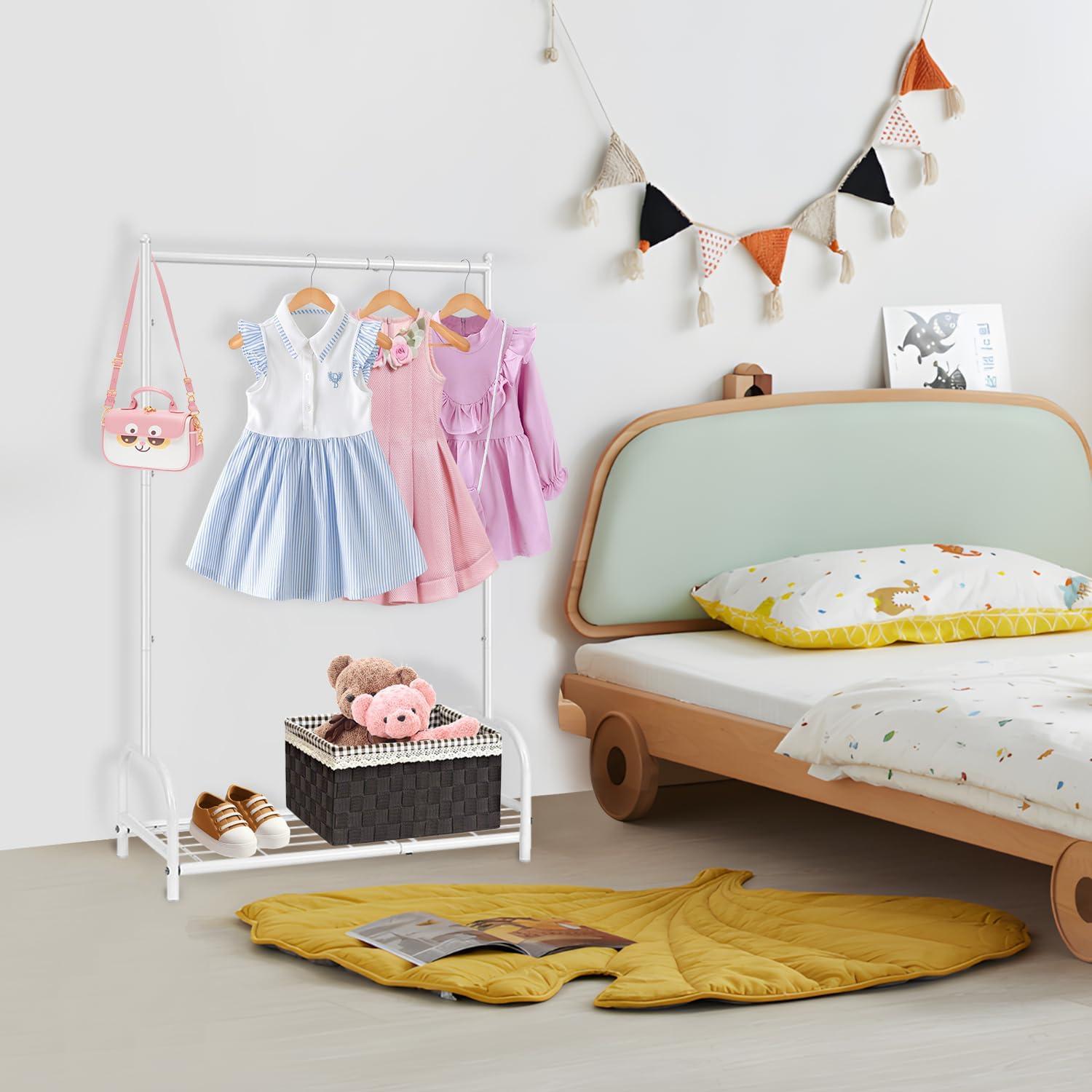 Perchero para Niños Becomrock Blanco con Estante de Almacenamiento