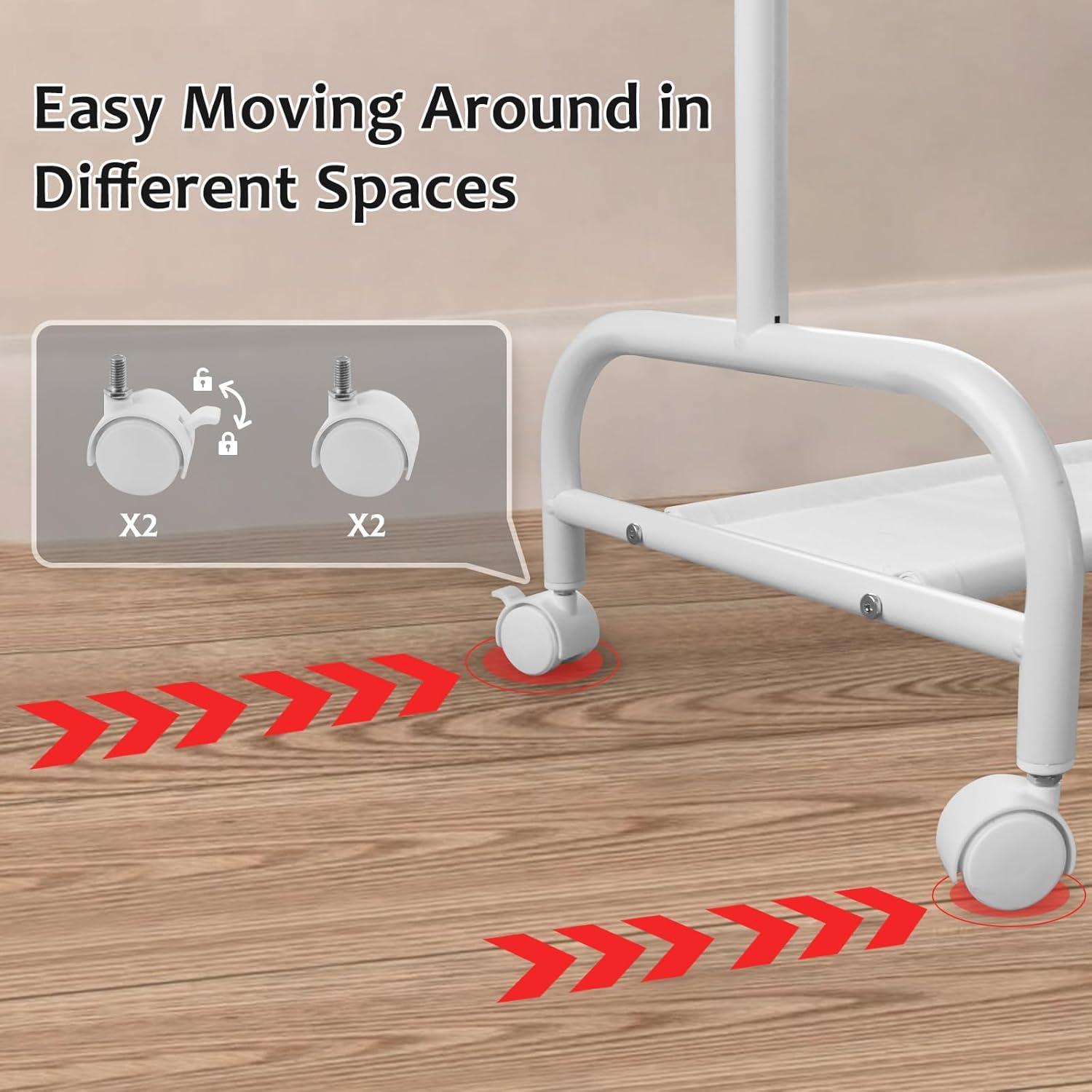 Perchero de Ropa para Niños YGJT Blanco con Ruedas 115 cm