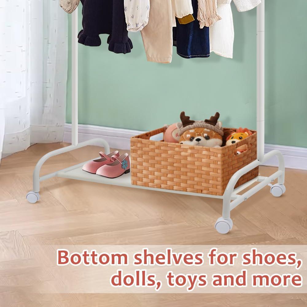 Perchero de Ropa para Niños YGJT Blanco con Ruedas 115 cm