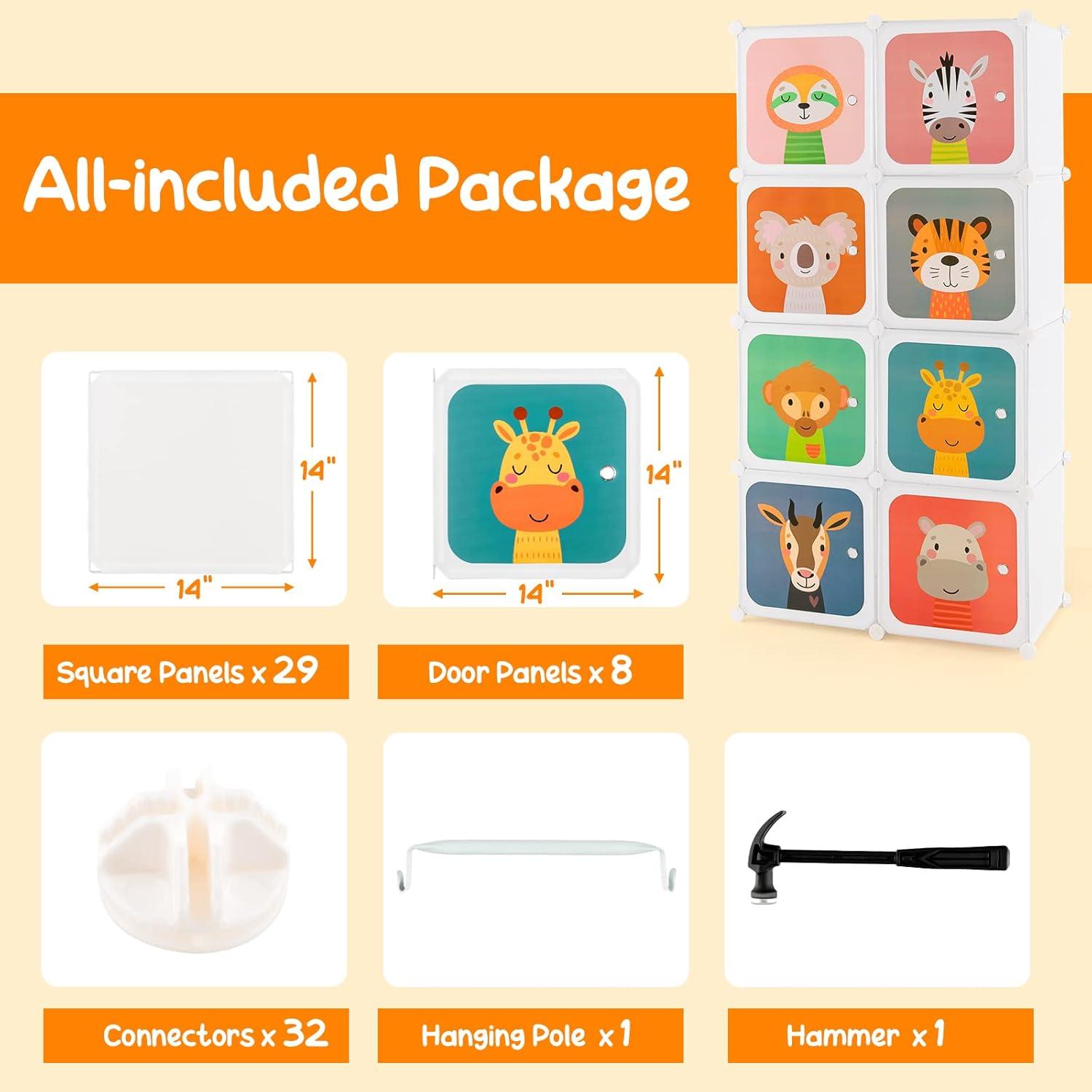 Armario Infantil HONEY JOY 8 Cubos Blanco Modular 75x35.6x144.8 cm