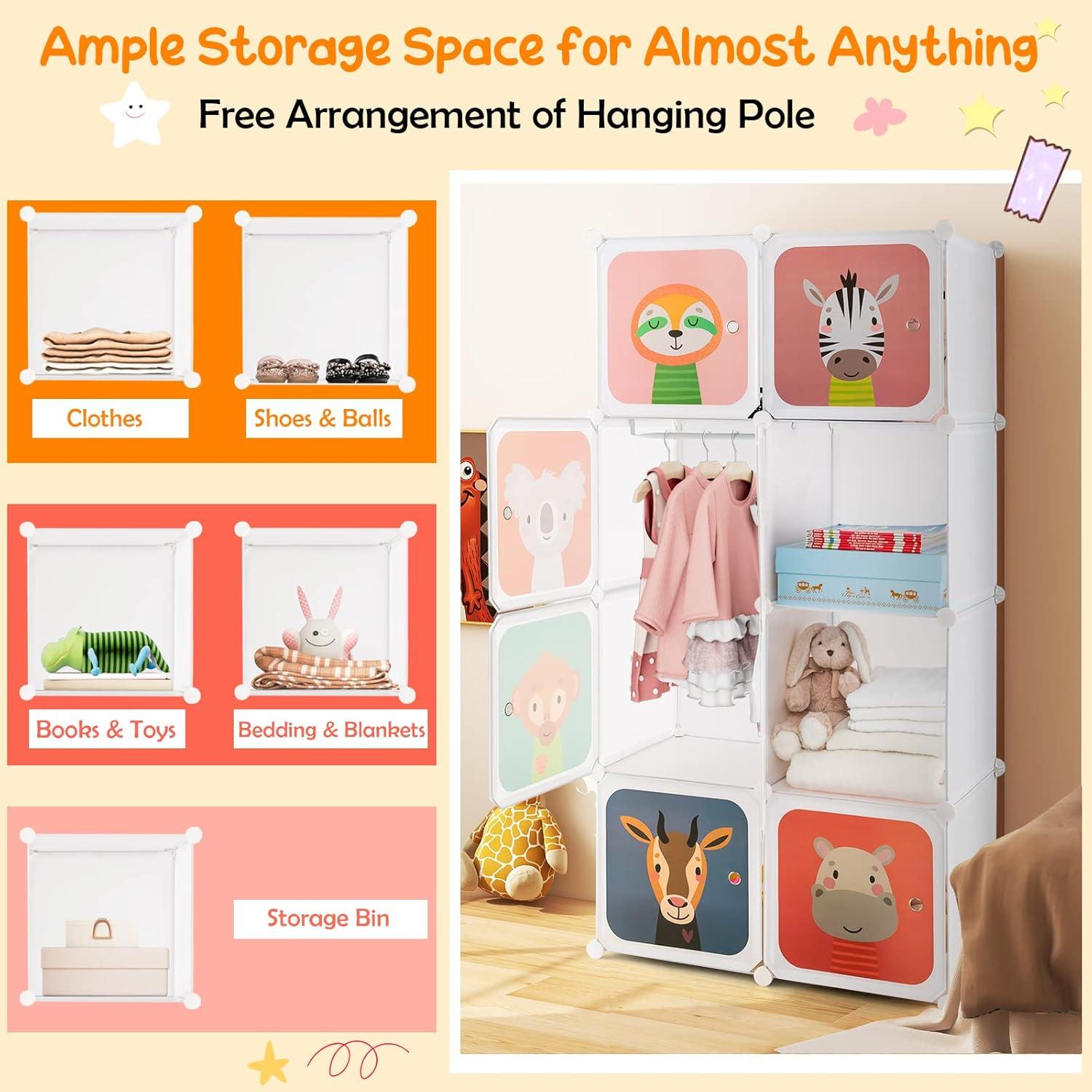 Armario Infantil HONEY JOY 8 Cubos Blanco Modular 75x35.6x144.8 cm