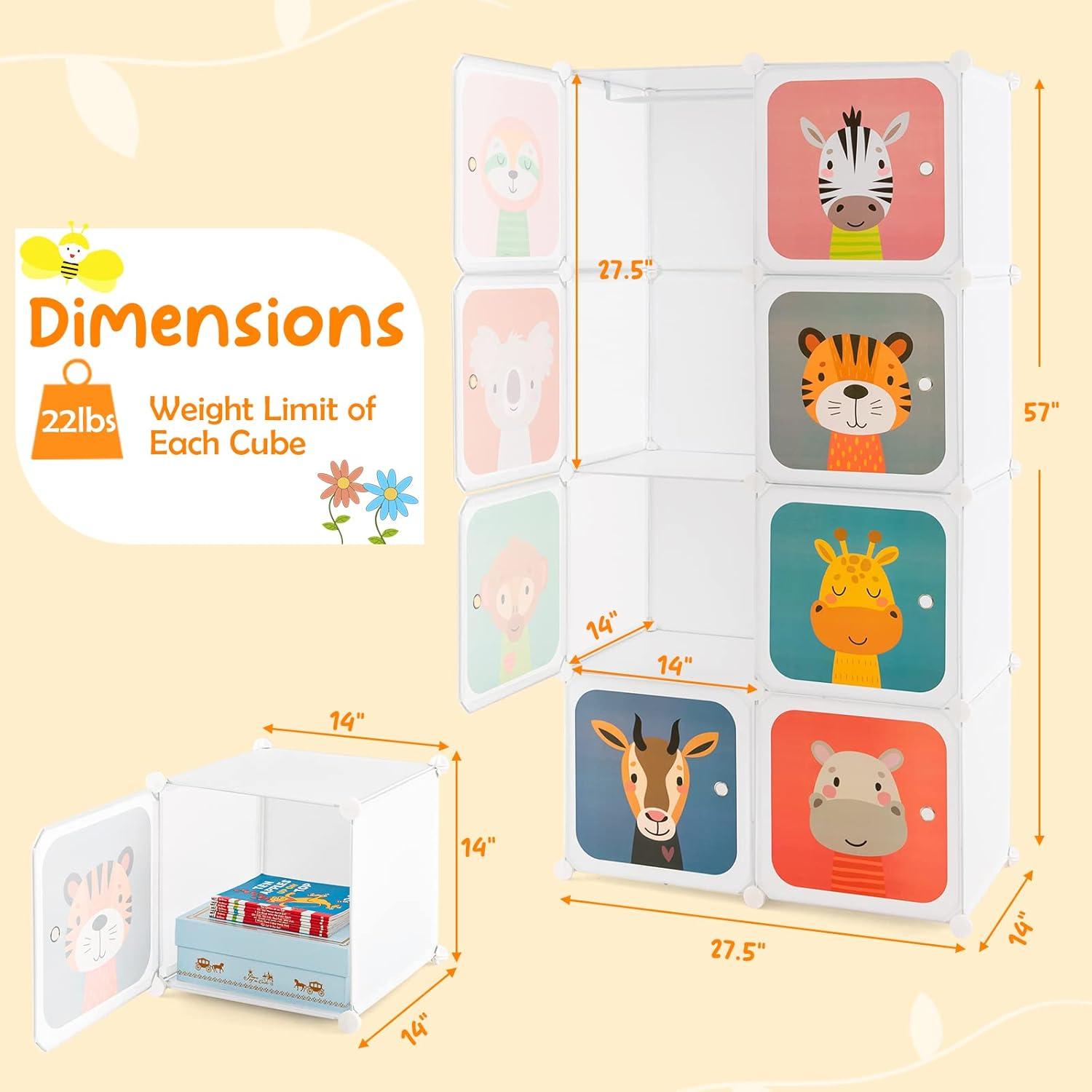 Armario Infantil HONEY JOY 8 Cubos Blanco Modular 75x35.6x144.8 cm