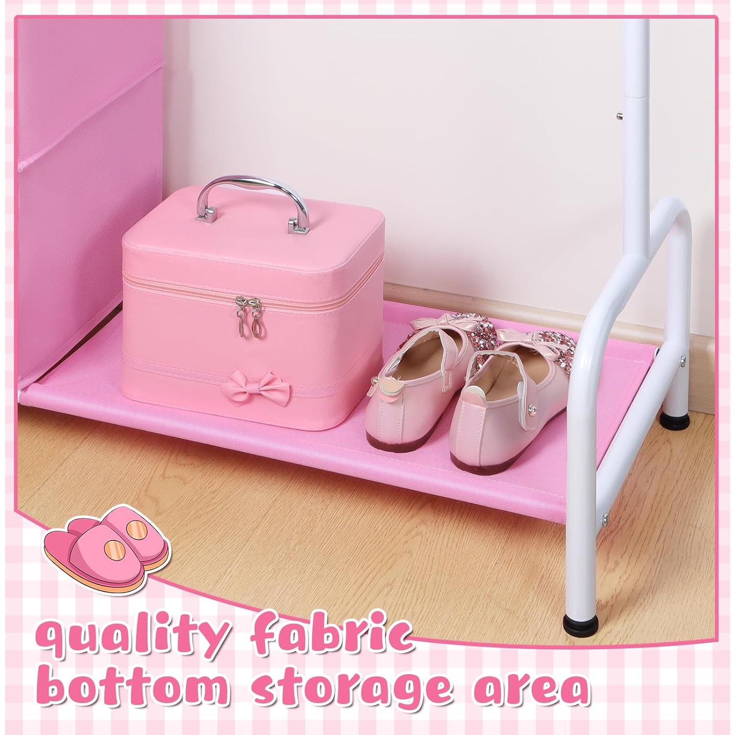 Rack de Ropa Infantil Univivi Rosa con Organizador Colgante