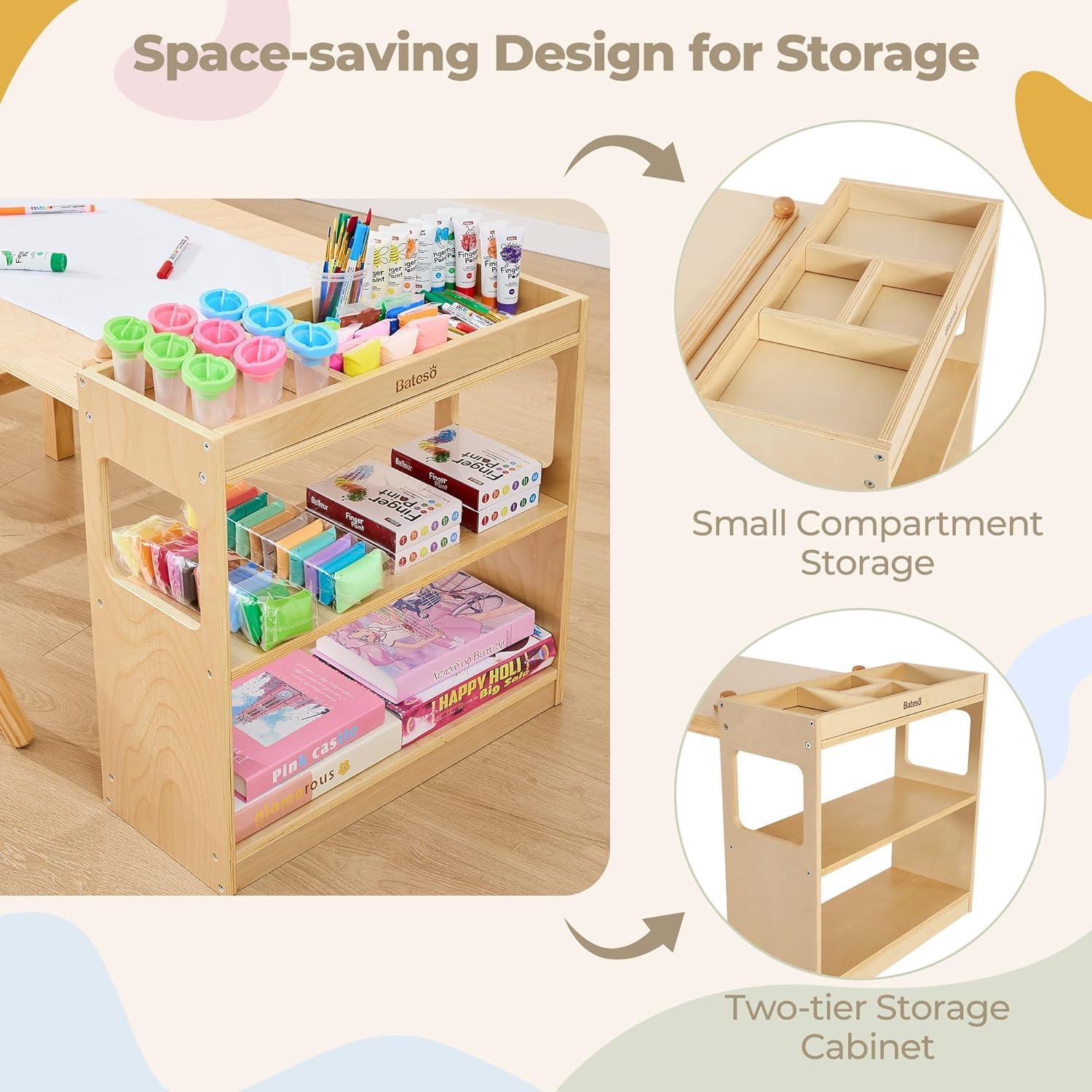 Mesa de Arte para Niños Bateso con 2 Sillas y Papel en Rollo