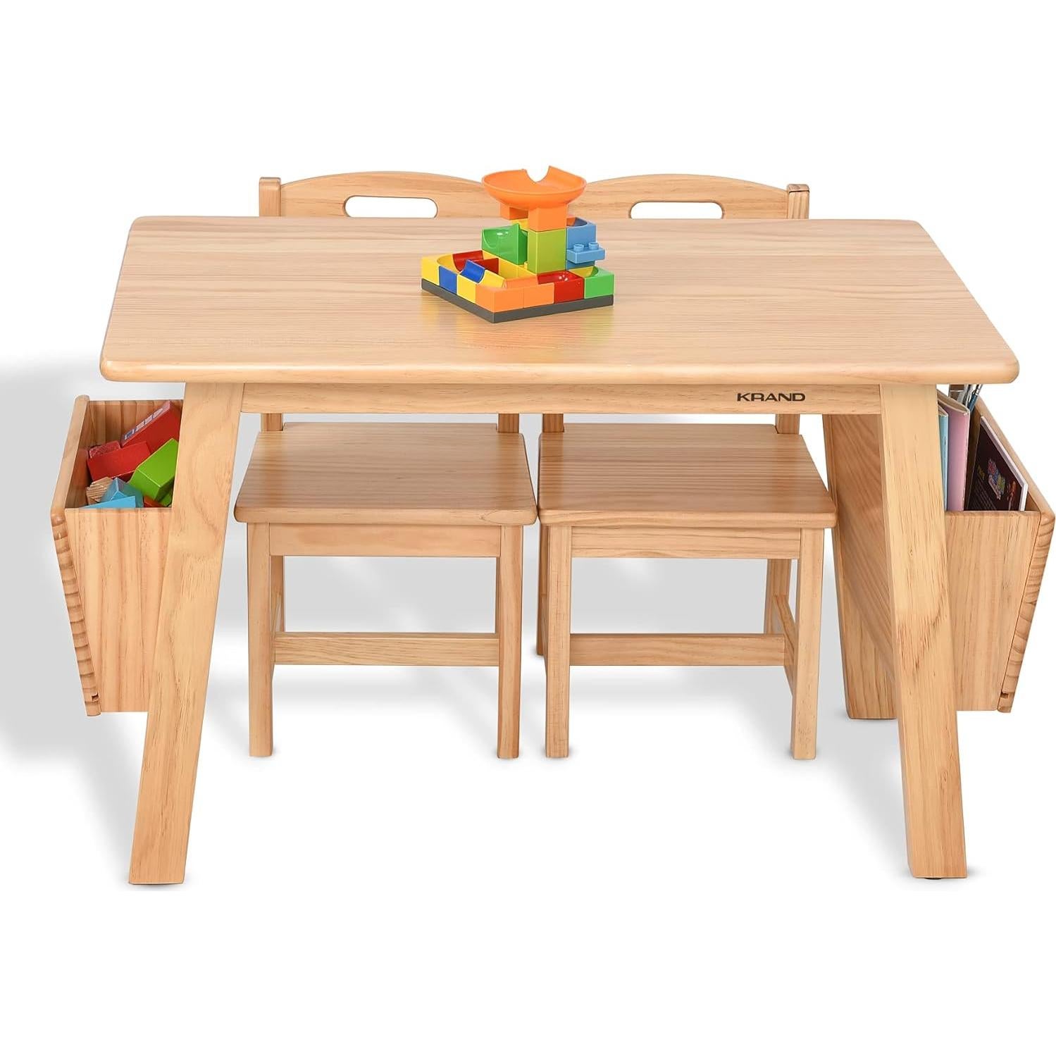 Mesa y 2 Sillas de Madera Sólida KRAND para Niños