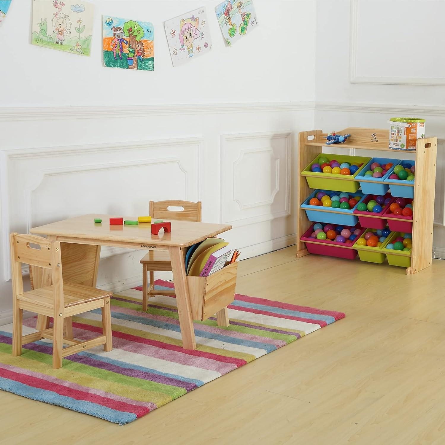 Mesa y 2 Sillas de Madera Sólida KRAND para Niños