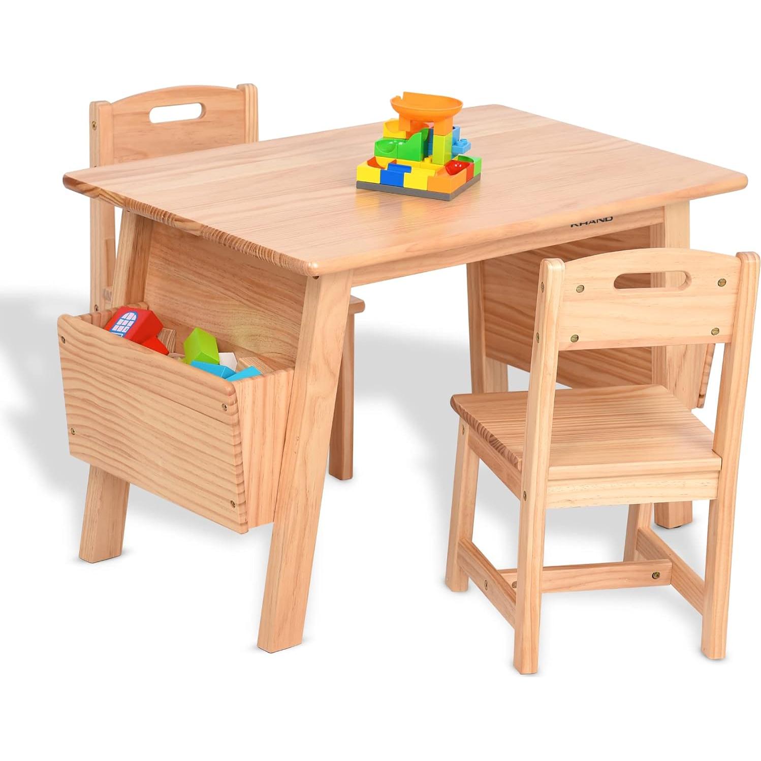 Mesa y 2 Sillas de Madera Sólida KRAND para Niños