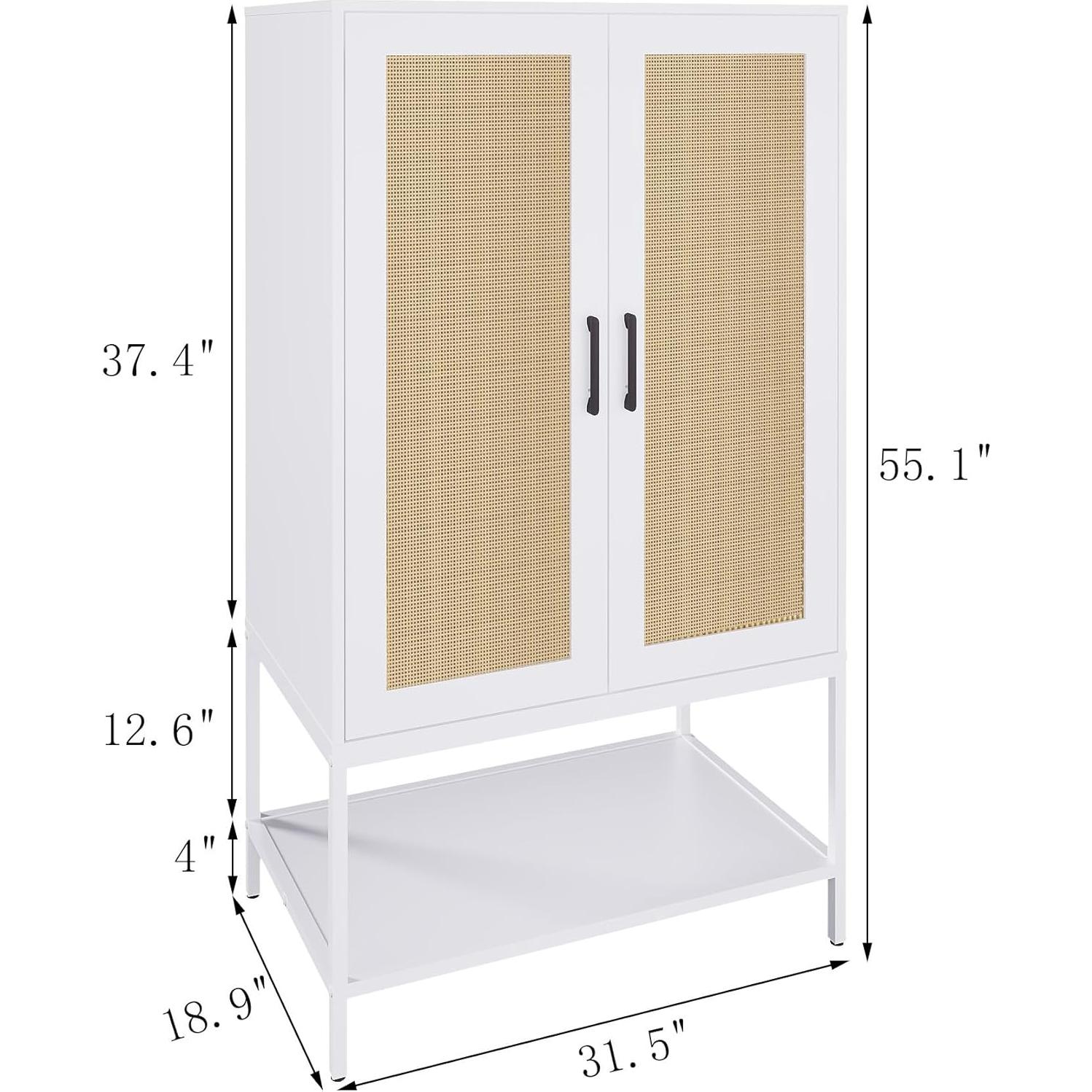 Armario de Rattan Blanco BOCVKEN con 2 Puertas y Estante
