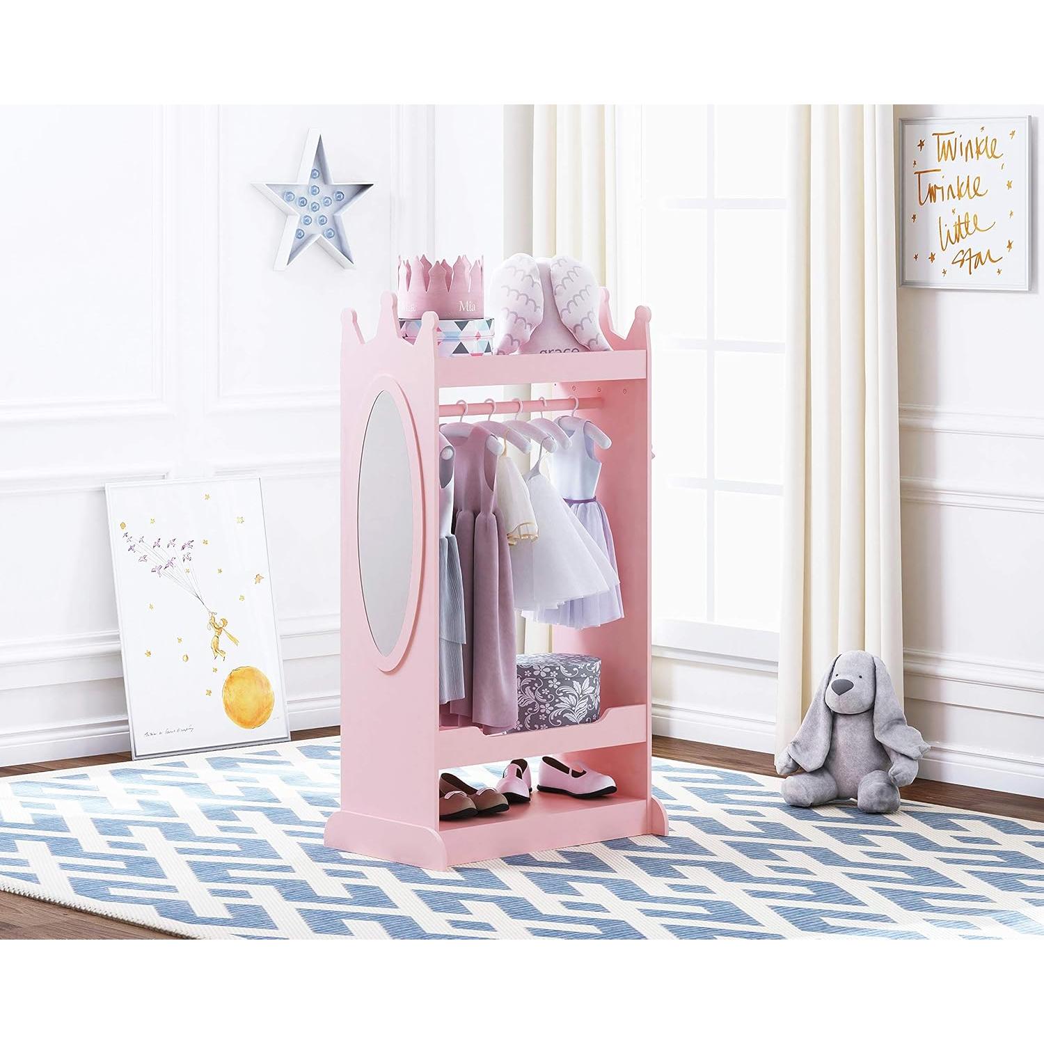 Armario de Disfraces para Niños UTEX Rosa con Espejo 62.3x38x115.1cm
