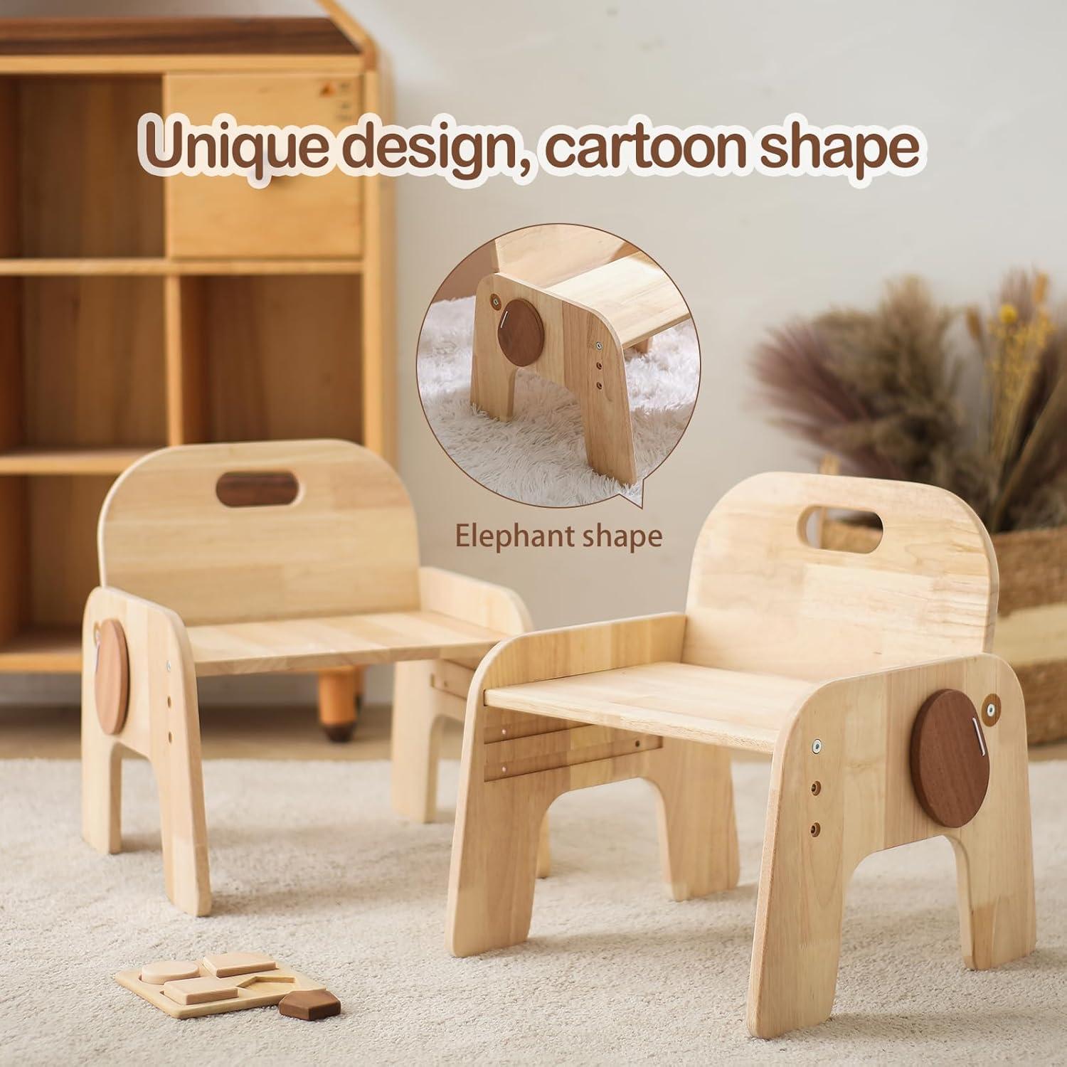Silla de Madera Natural Ajustable para Niños ibwaae - Mobiliario Montessori
