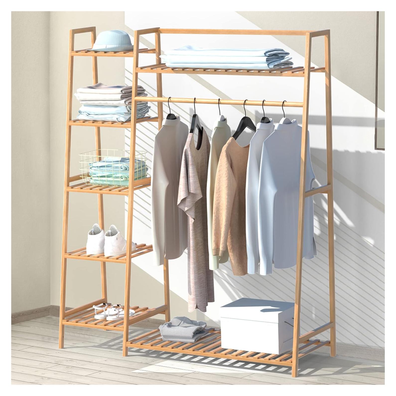 Perchero de Ropa de Bambú Reliancer 5 Niveles 110.5 cm