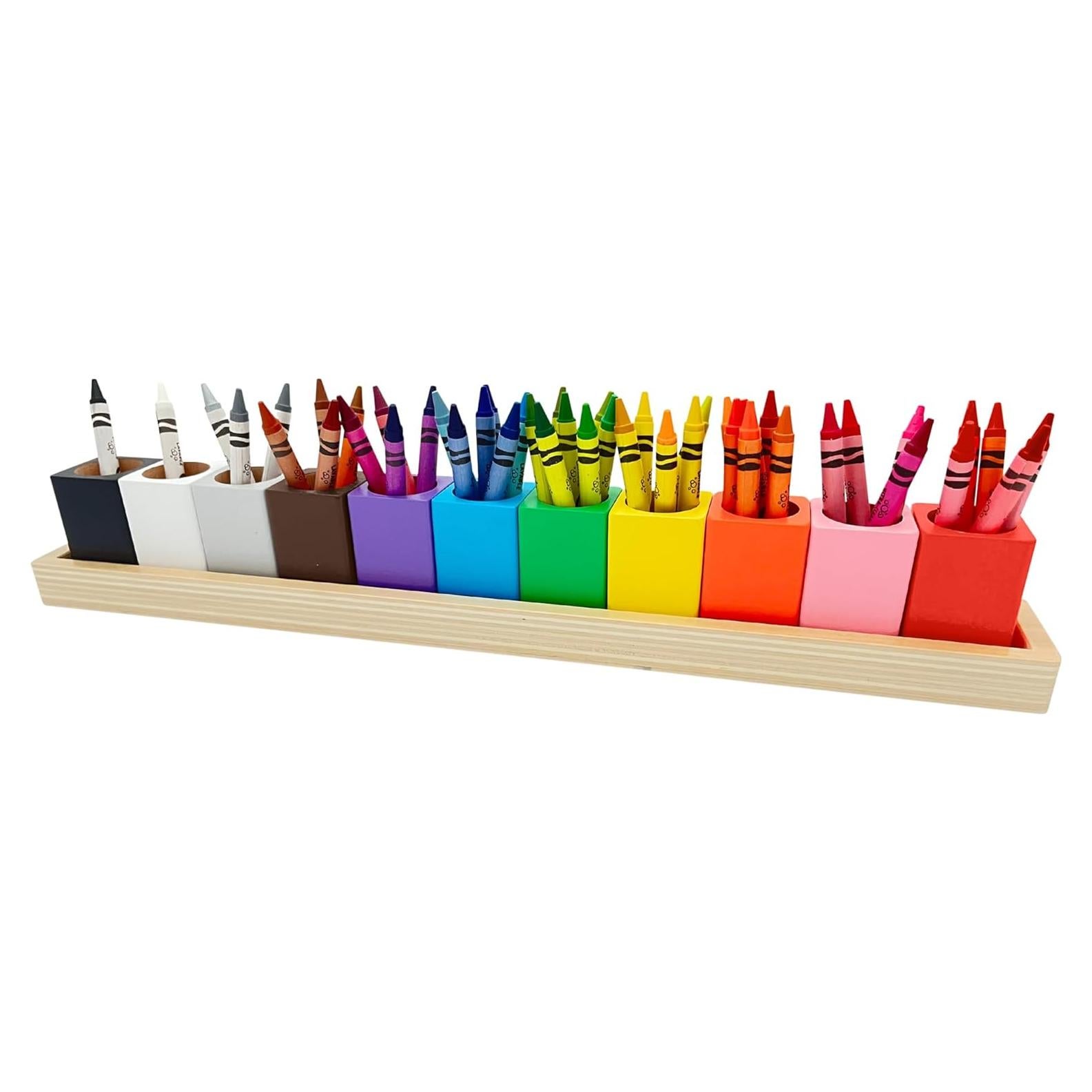Soporte de Crayones Montessori OKKOSTAR - Organizador de Arte 11 Recipientes