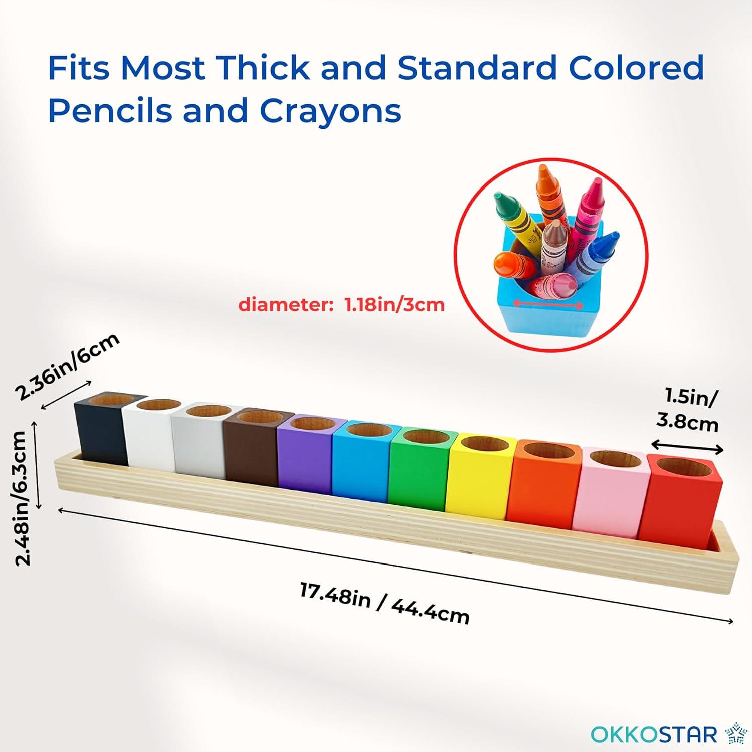 Soporte de Crayones Montessori OKKOSTAR - Organizador de Arte 11 Recipientes