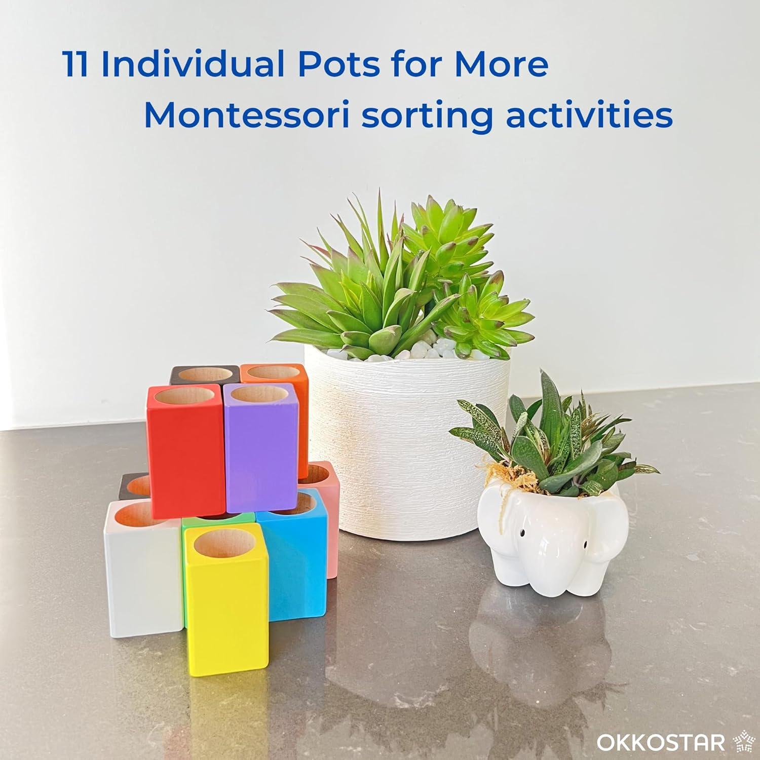 Soporte de Crayones Montessori OKKOSTAR - Organizador de Arte 11 Recipientes