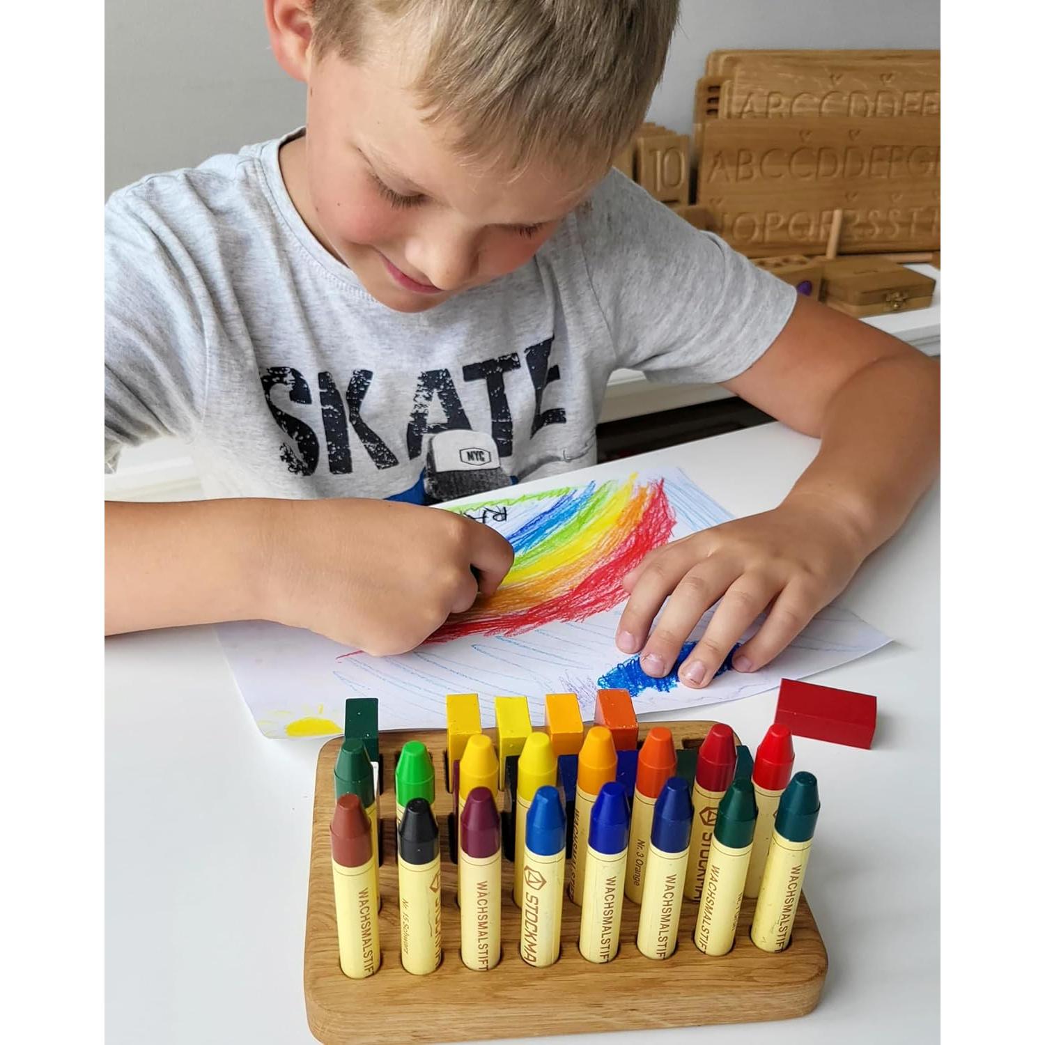 Soporte de Crayones de Madera Waldorf para 16 Bloques Stockmar