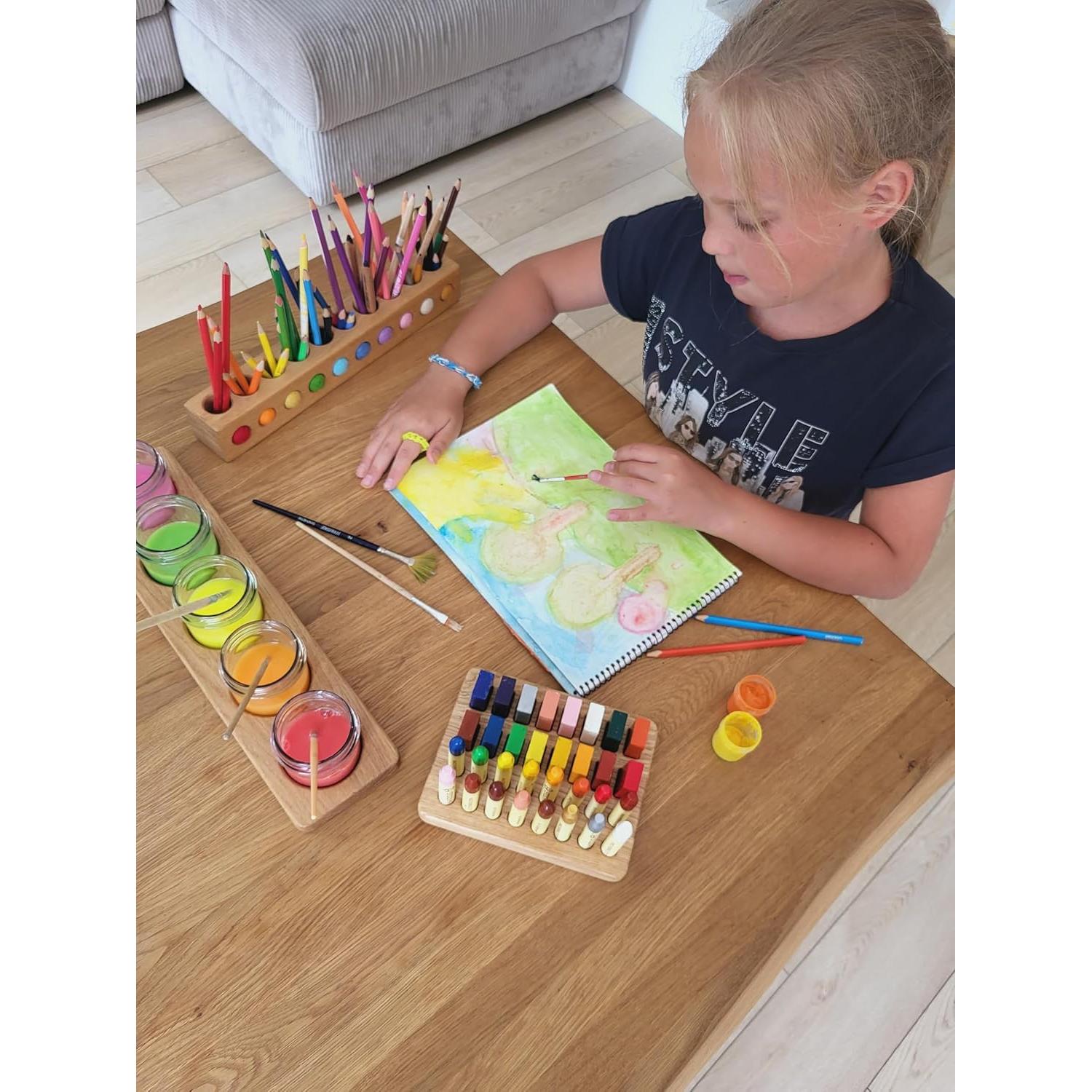 Soporte de Crayones de Madera Waldorf para 16 Bloques Stockmar