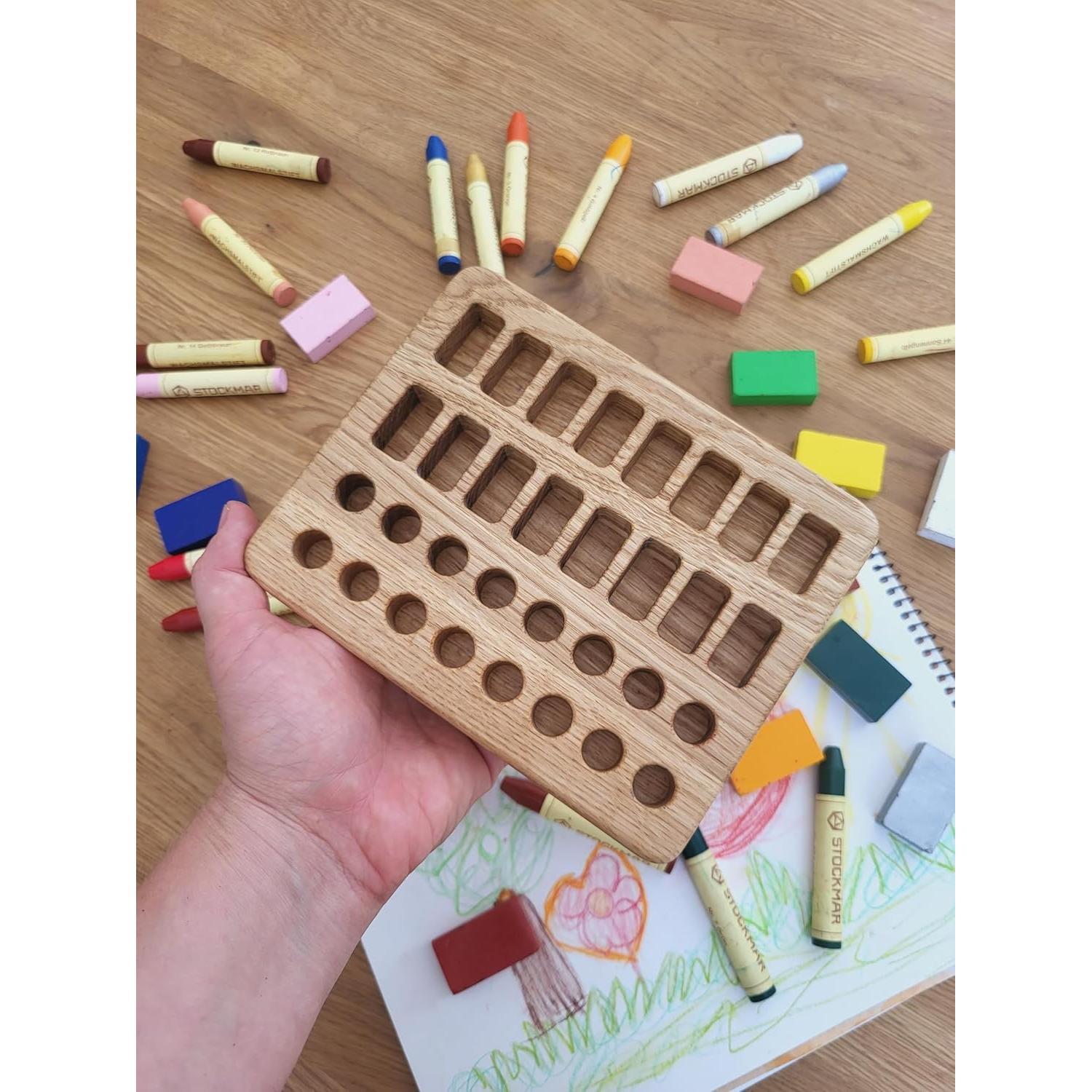 Soporte de Crayones de Madera Waldorf para 16 Bloques Stockmar