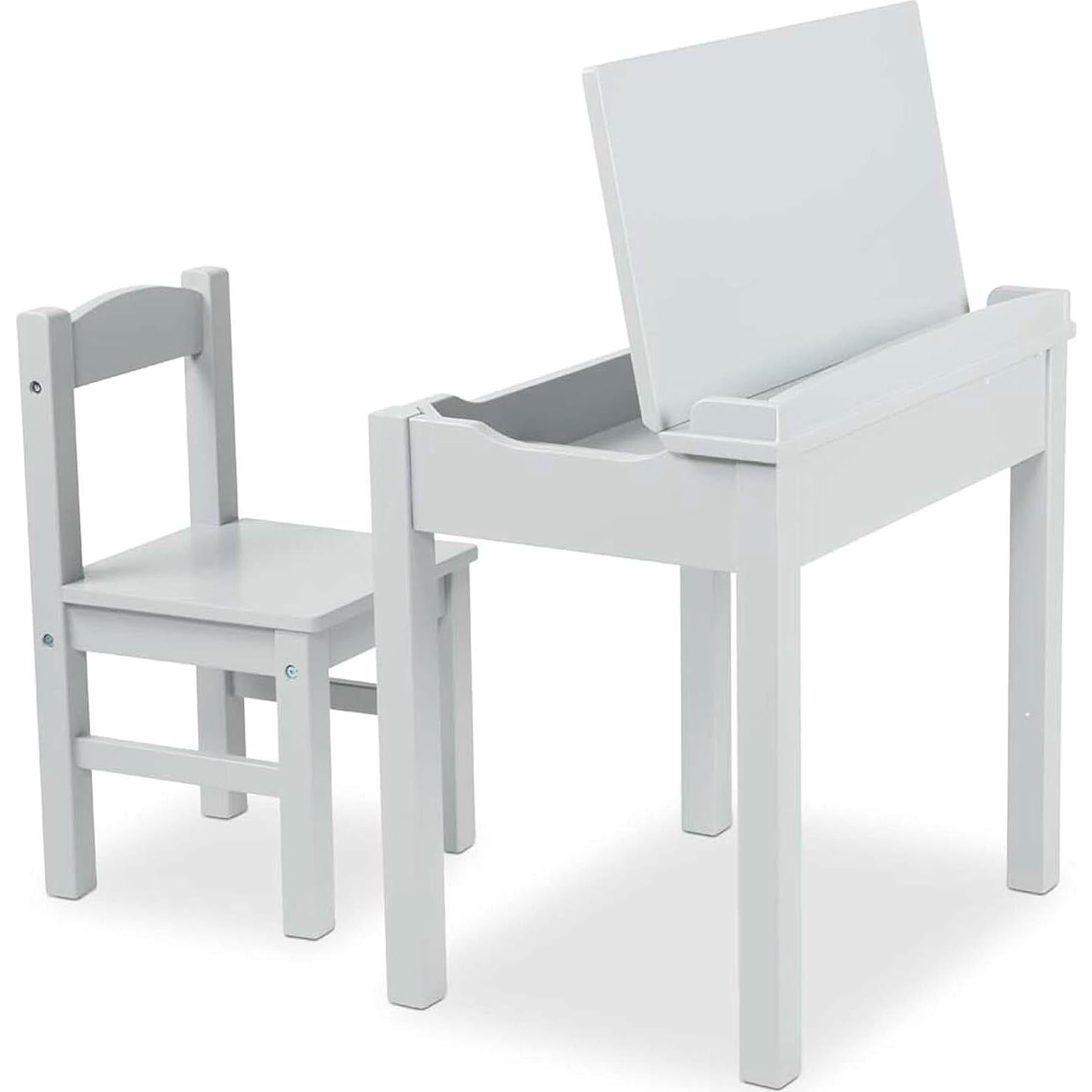 Escritorio de Madera con Tapa Elevable y Silla Melissa & Doug - Gris