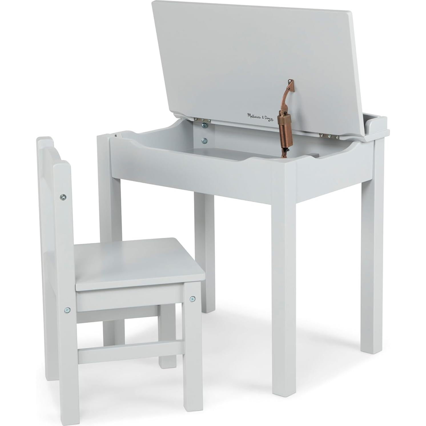 Escritorio de Madera con Tapa Elevable y Silla Melissa & Doug - Gris