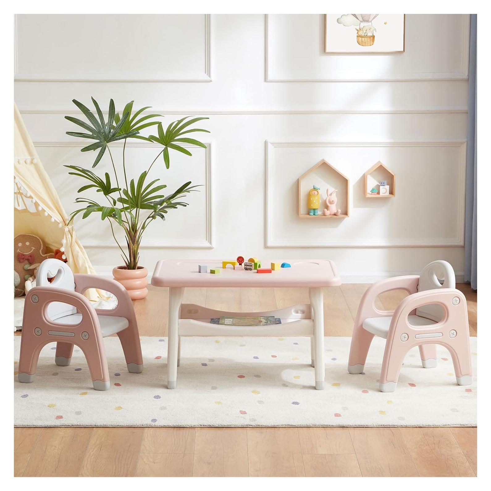 Juego de Mesa y 2 Sillas Montessori GITAWUSA Rosa 80x50 cm