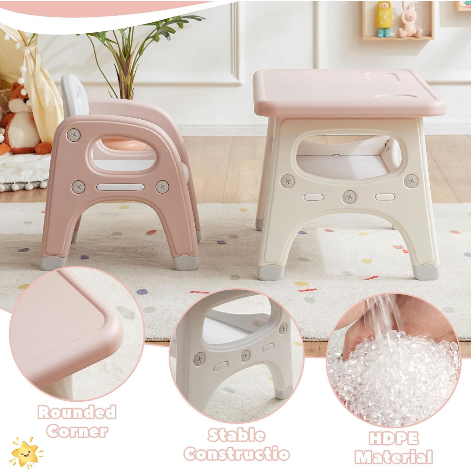 Juego de Mesa y 2 Sillas Montessori GITAWUSA Rosa 80x50 cm