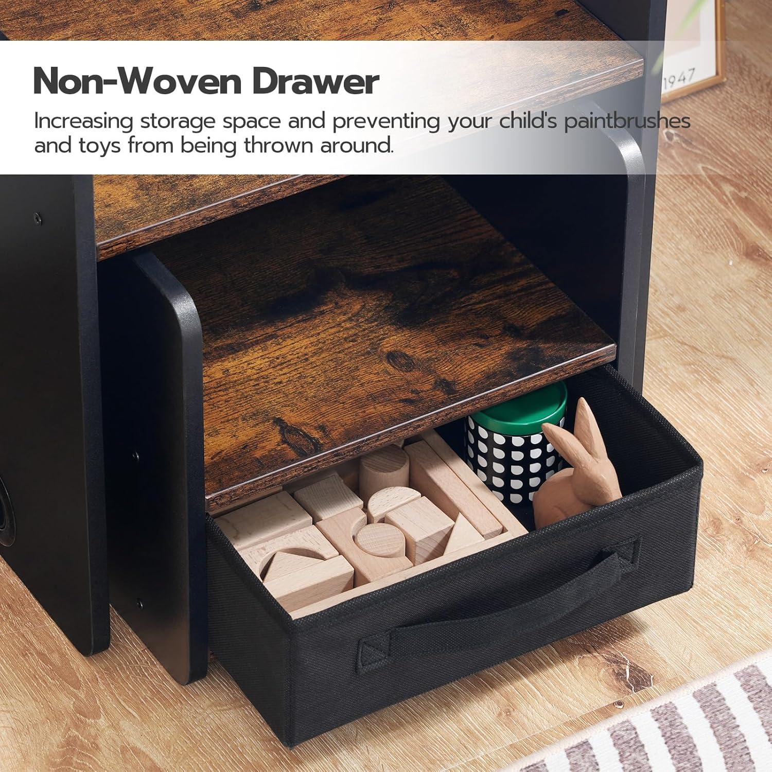 Conjunto de Mesa y Silla HOOBRO para Niños 1-3 Años Marrón Rústico