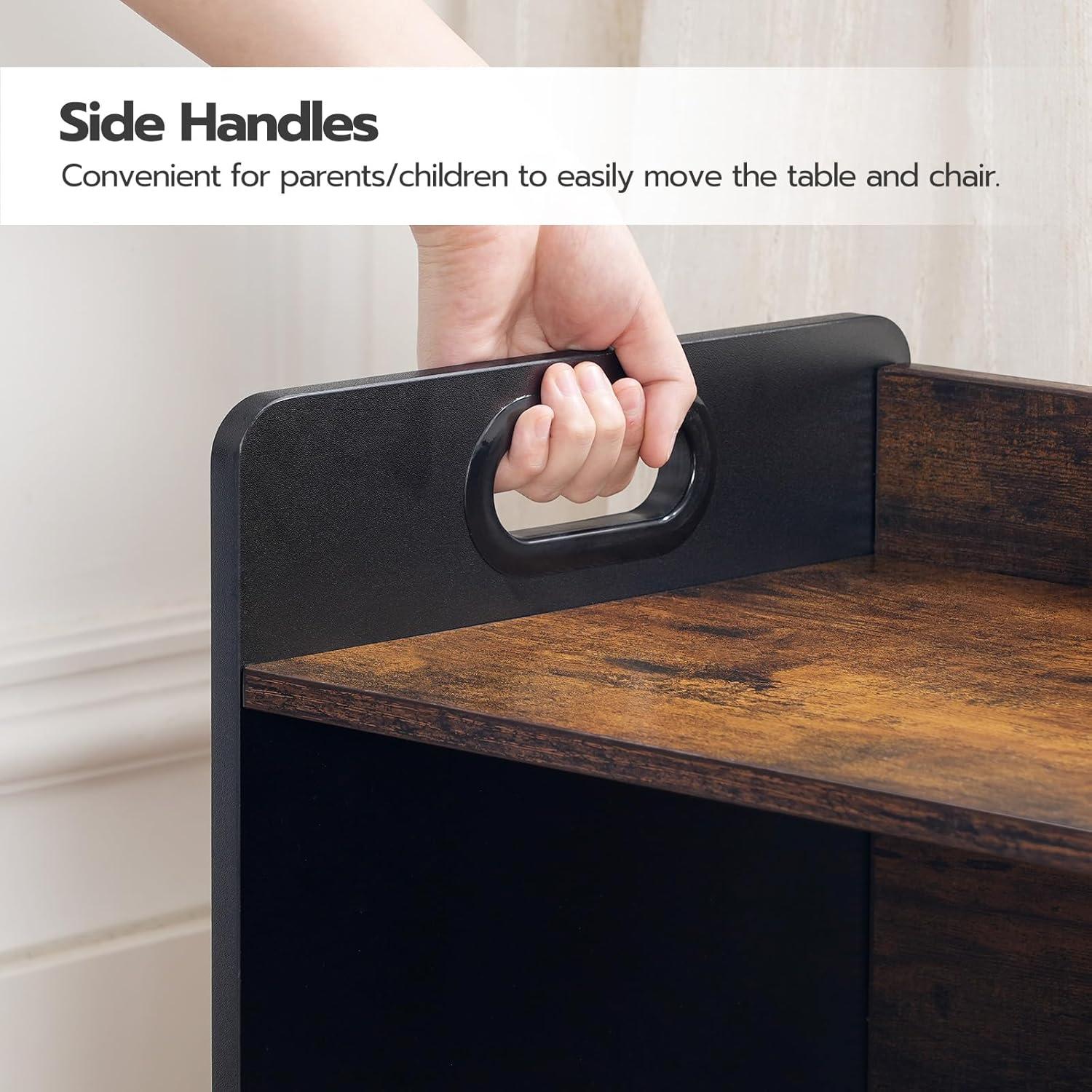 Conjunto de Mesa y Silla HOOBRO para Niños 1-3 Años Marrón Rústico