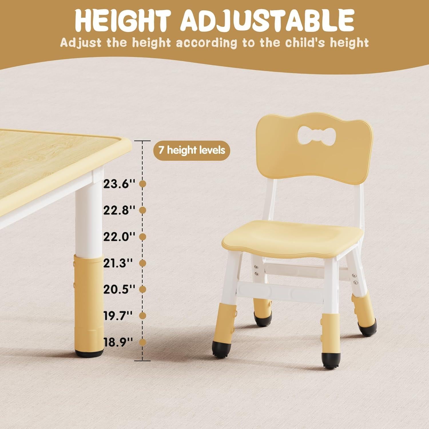 Conjunto Mesa y 2 Sillas Brelley Ajustable para Niños 80x60cm