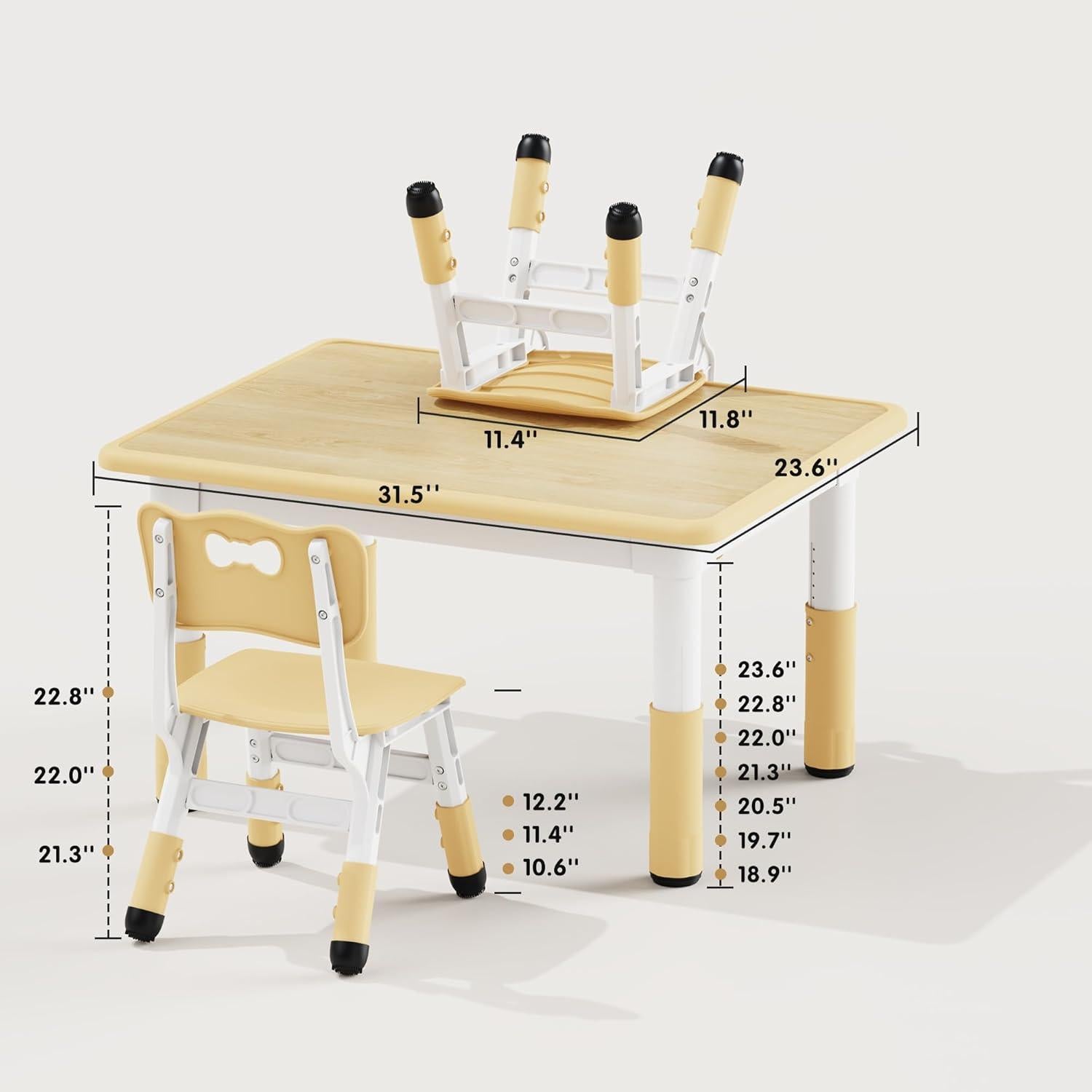Conjunto Mesa y 2 Sillas Brelley Ajustable para Niños 80x60cm