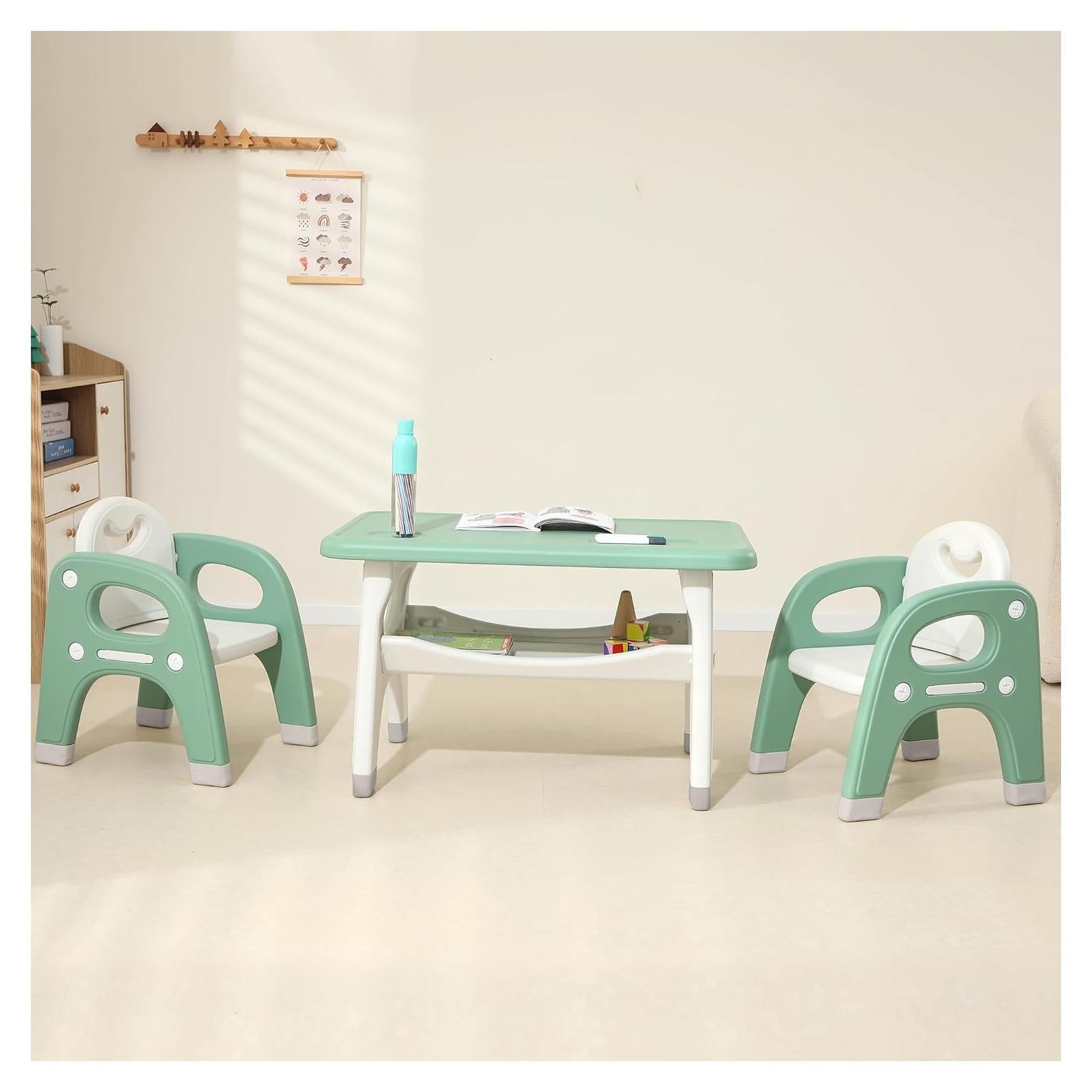 Conjunto de Mesa y 2 Sillas para Niños Hope Hulaibit Verde
