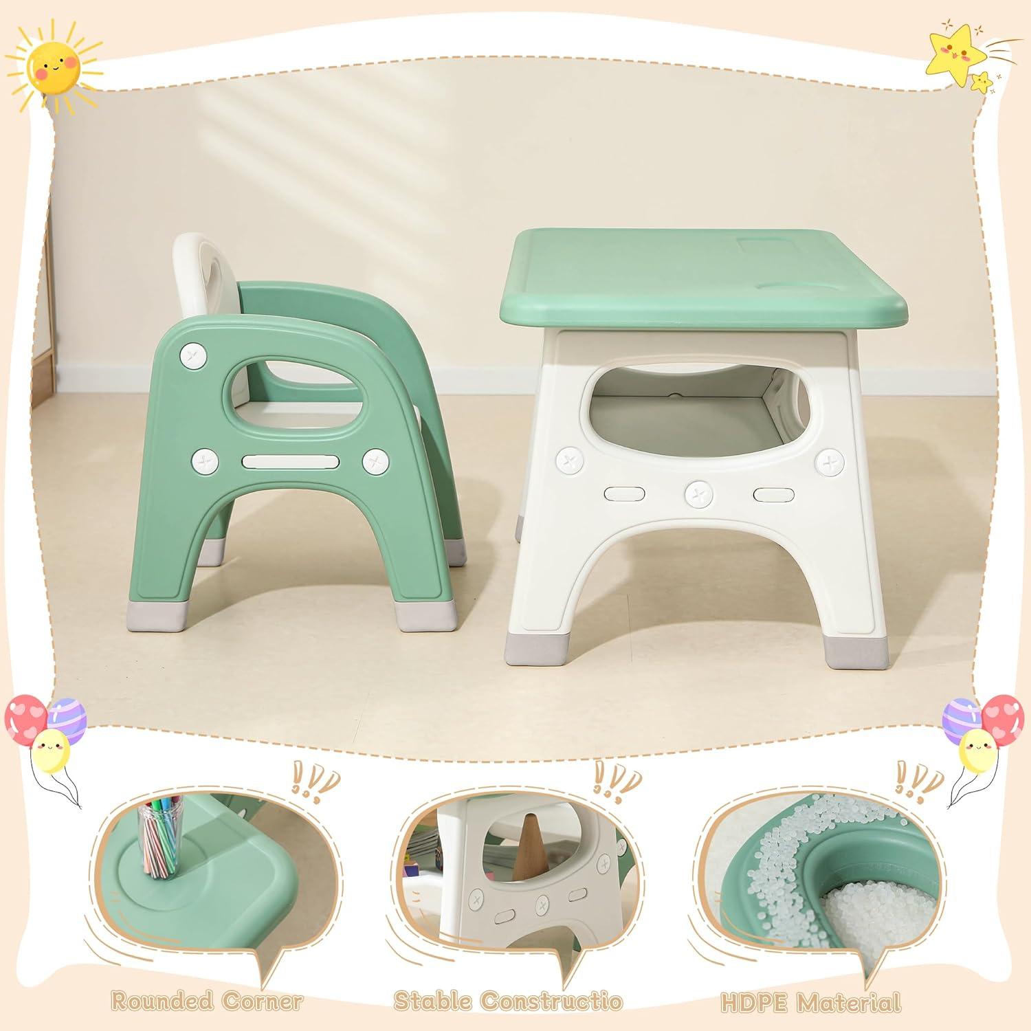 Conjunto de Mesa y 2 Sillas para Niños Hope Hulaibit Verde