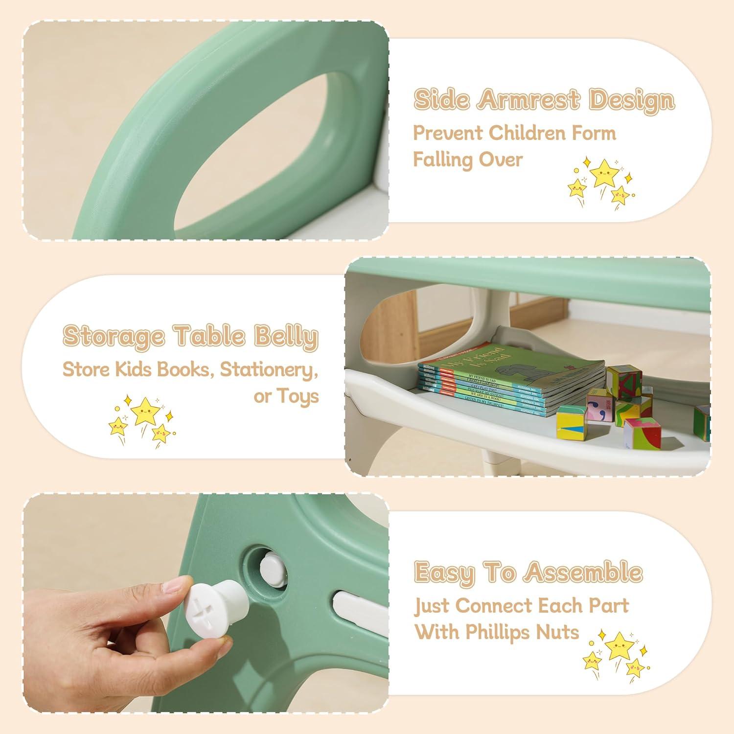 Conjunto de Mesa y 2 Sillas para Niños Hope Hulaibit Verde