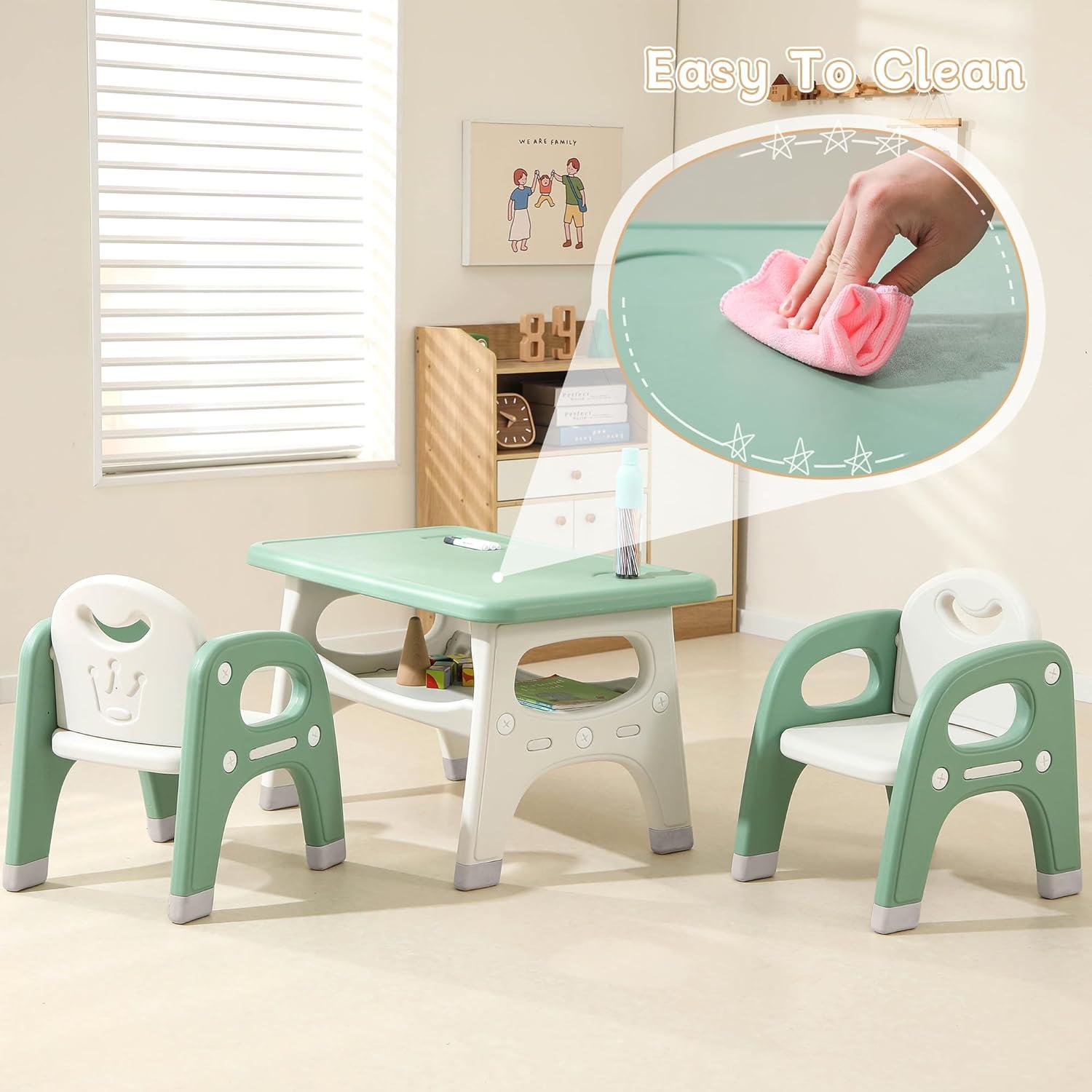 Conjunto de Mesa y 2 Sillas para Niños Hope Hulaibit Verde