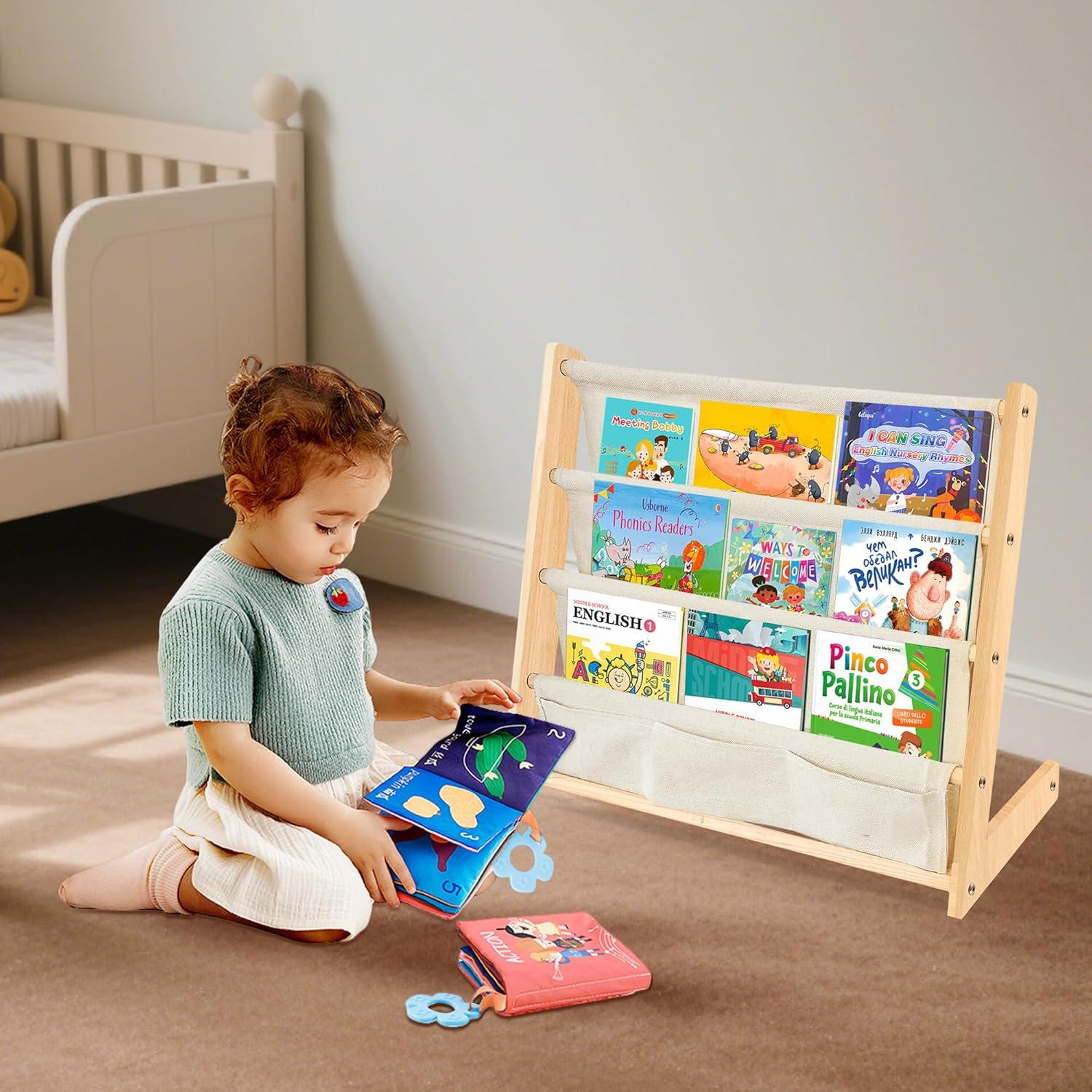 Estantería Montessori Huoyimen para Niños con 3 Cajas de Tela