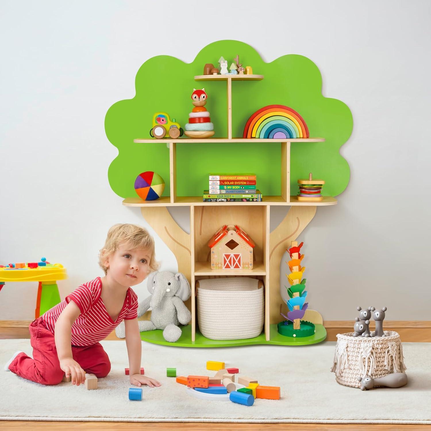 Estantería en forma de árbol OOOK para niños, 10 secciones