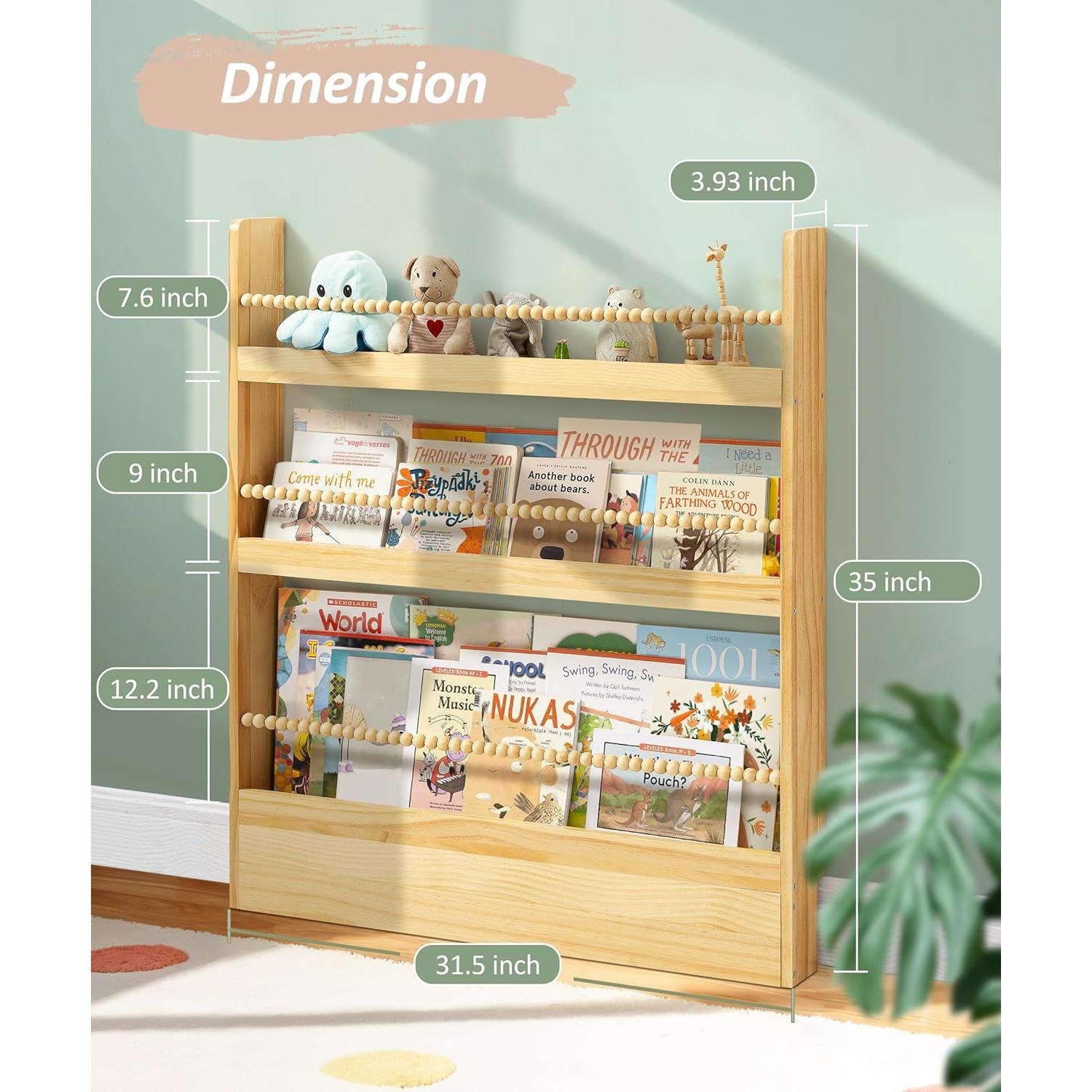 Estantería Infantil Maxpeuvon 80 cm Madera Natural 3 Niveles