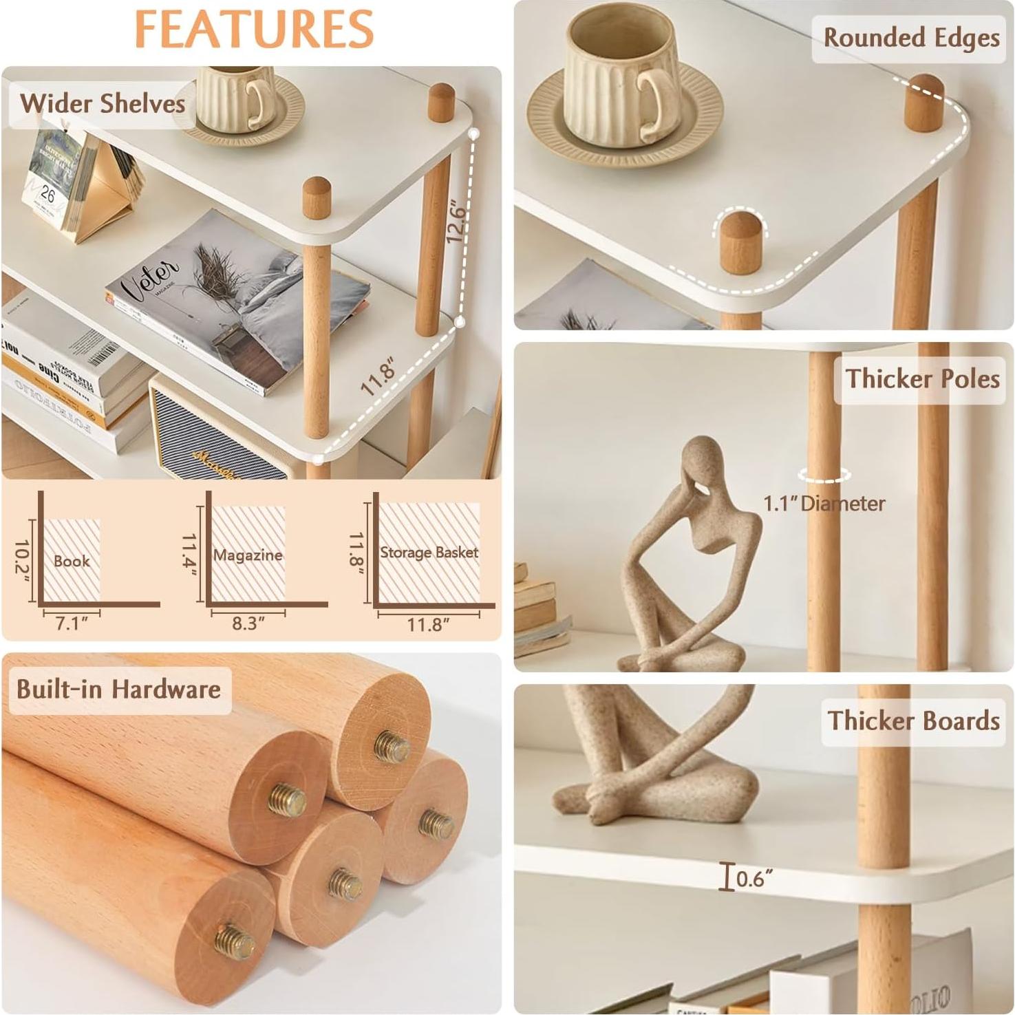 Estante de Madera IOTXY 3 Niveles Blanco Estantería Abierta