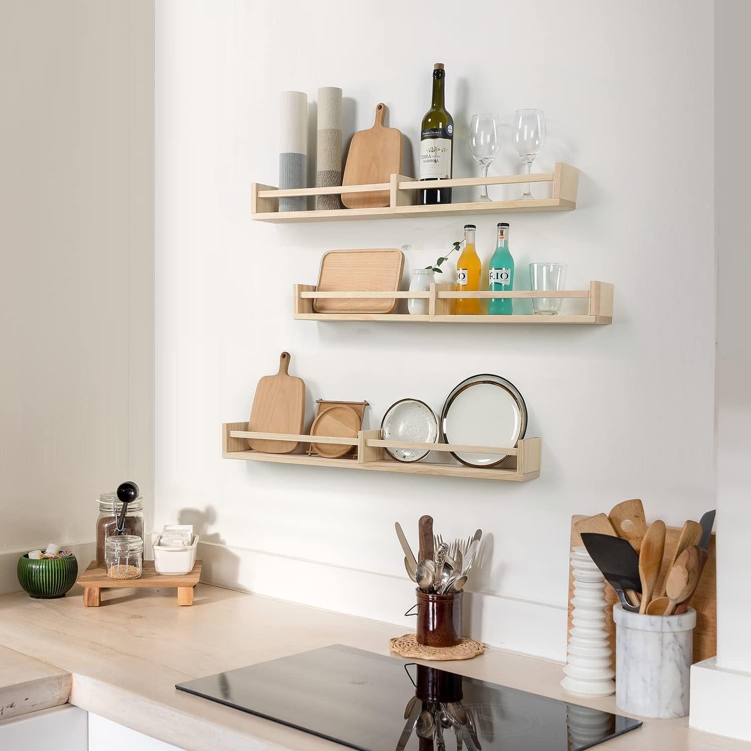 Estanterías Flotantes de Madera Natural Austin Yan - Juego de 3